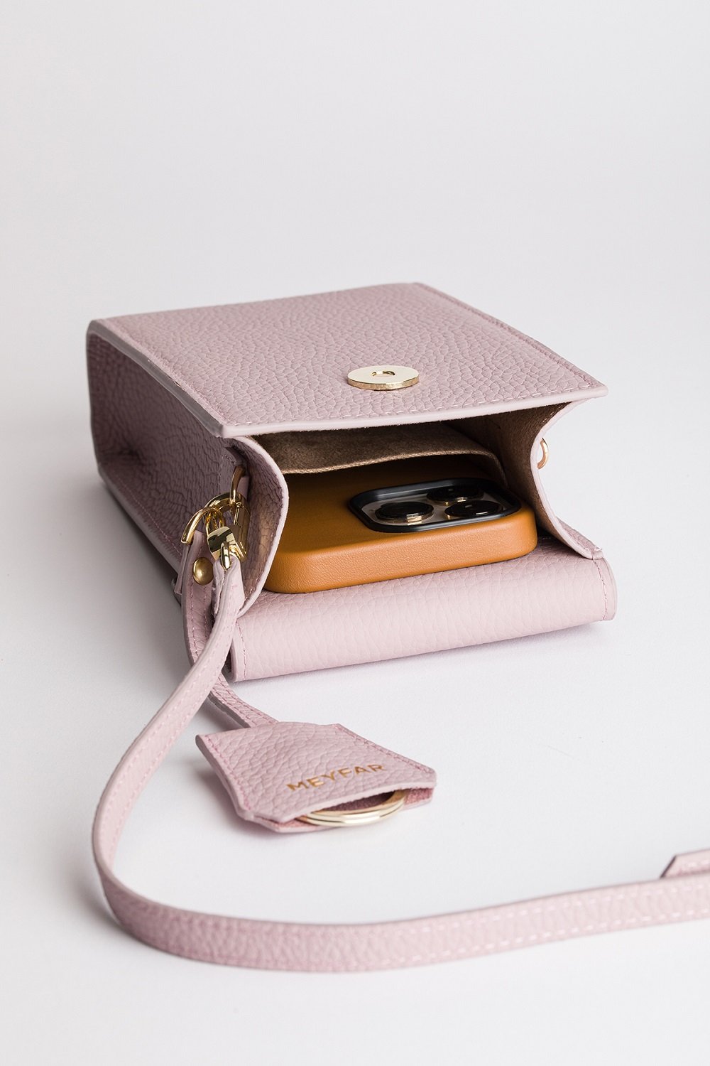 Meyfar-Lila Deri Kartlık - Telefon Bölmeli Çanta-Omuz Çantası-3-Milagron.com