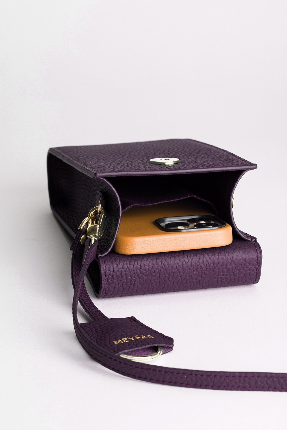 Meyfar-Mürdüm Deri Kartlık - Telefon Bölmeli Çanta-Omuz Çantası-3-Milagron.com