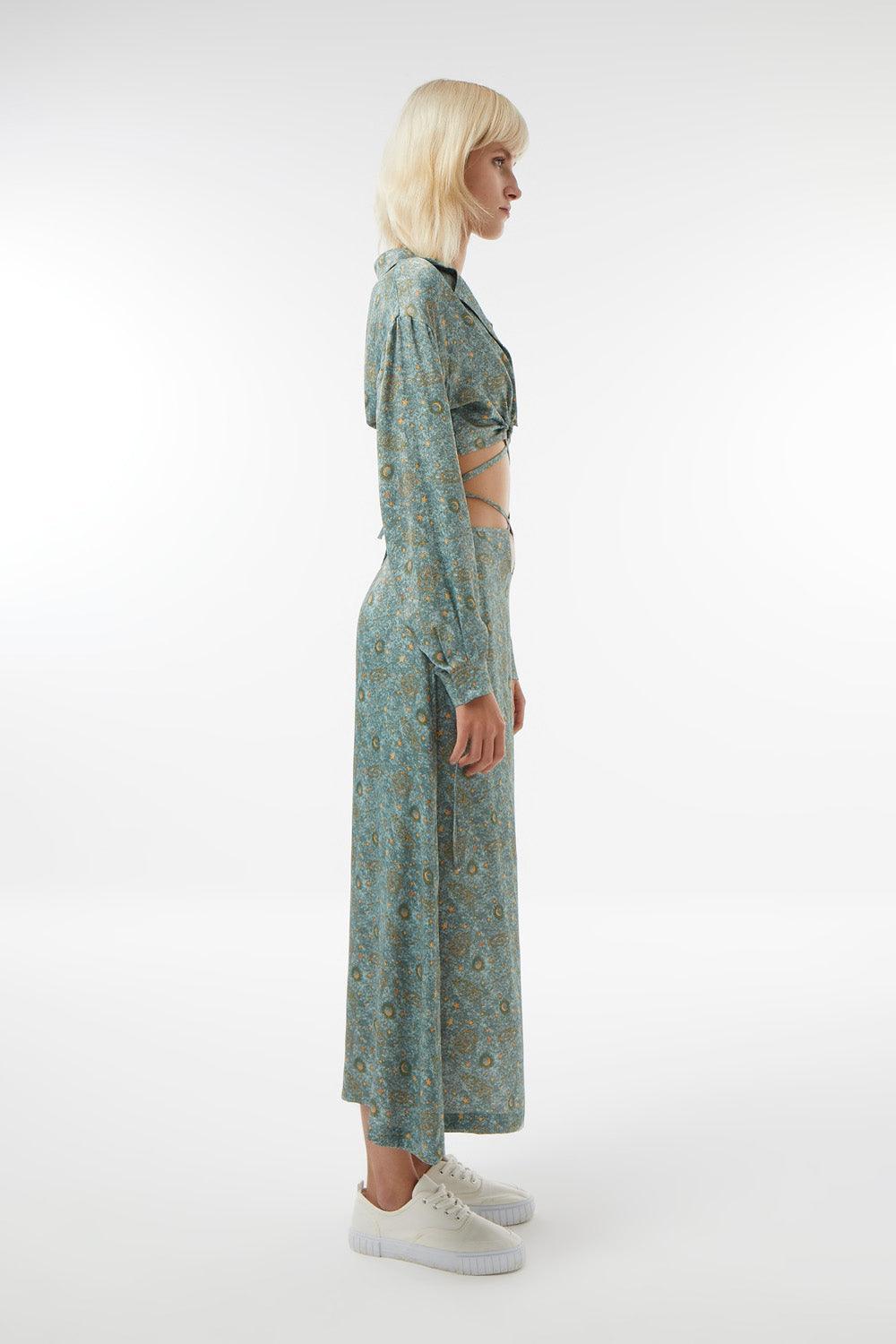 Midground-Bağcıklı Crop Gömlek-Alt - Üst Takım-2-Milagron.com