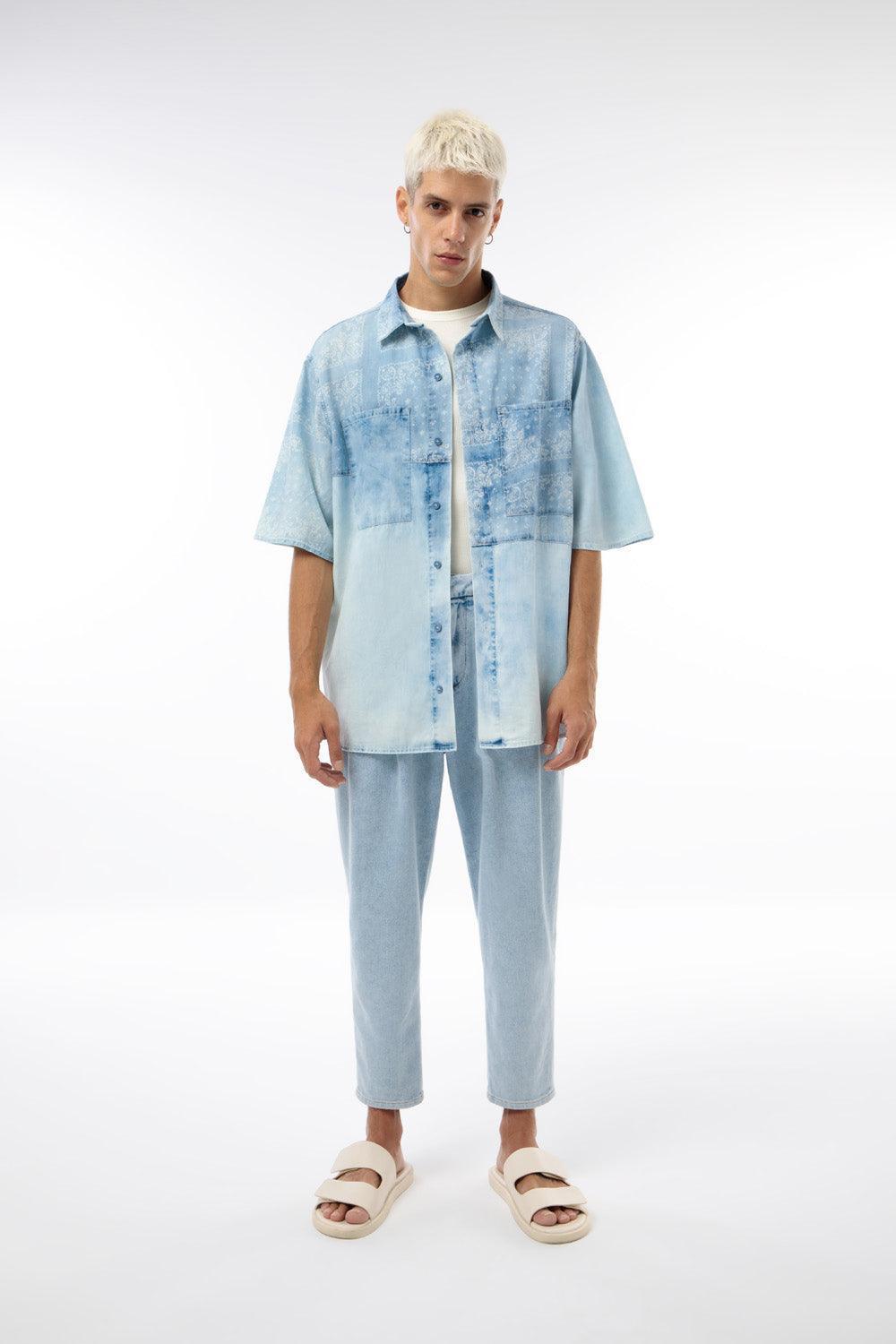 Midground-Bandana Baskılı Denim Gömlek-Gömlek-1-Milagron.com