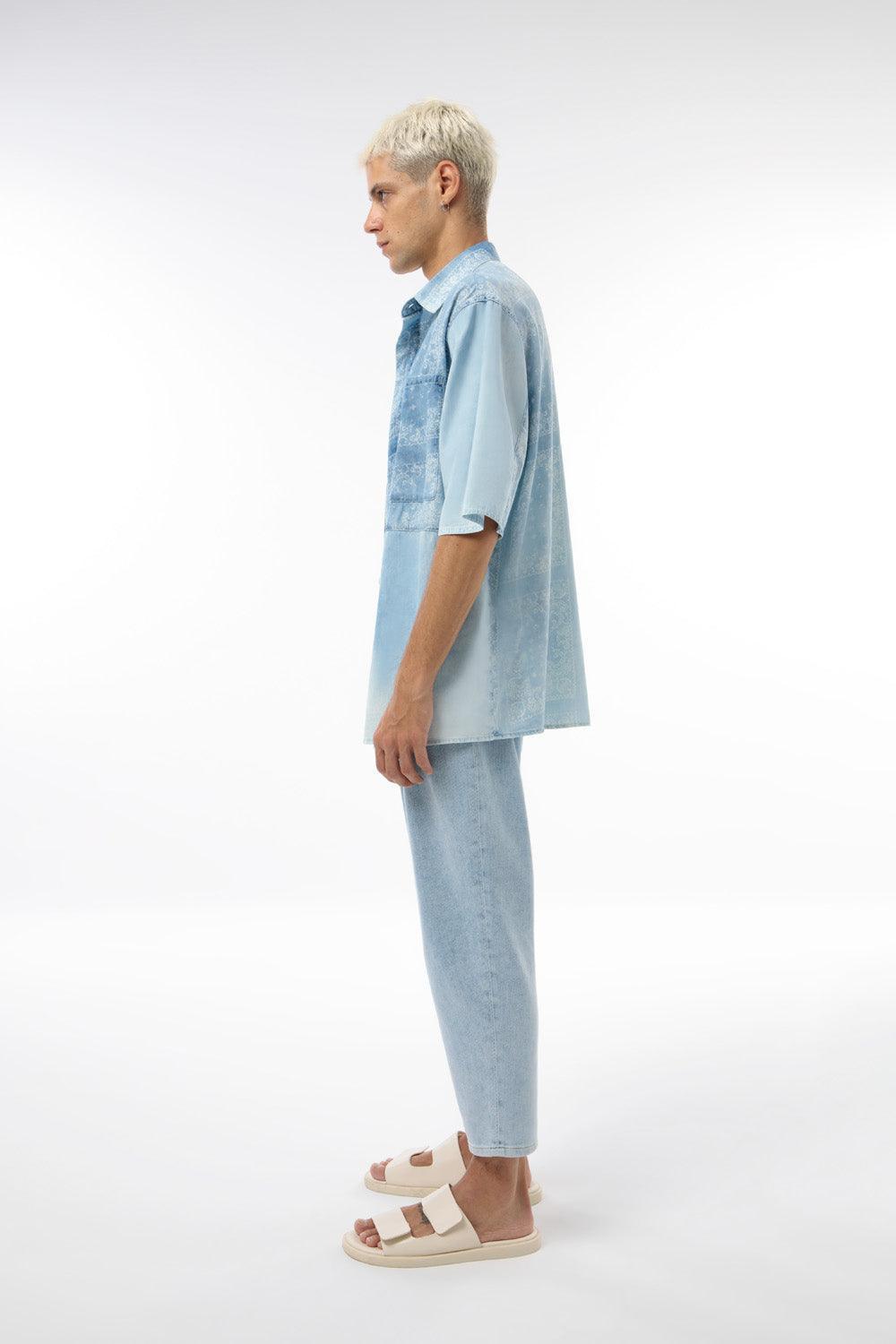 Midground-Bandana Baskılı Denim Gömlek-Gömlek-4-Milagron.com