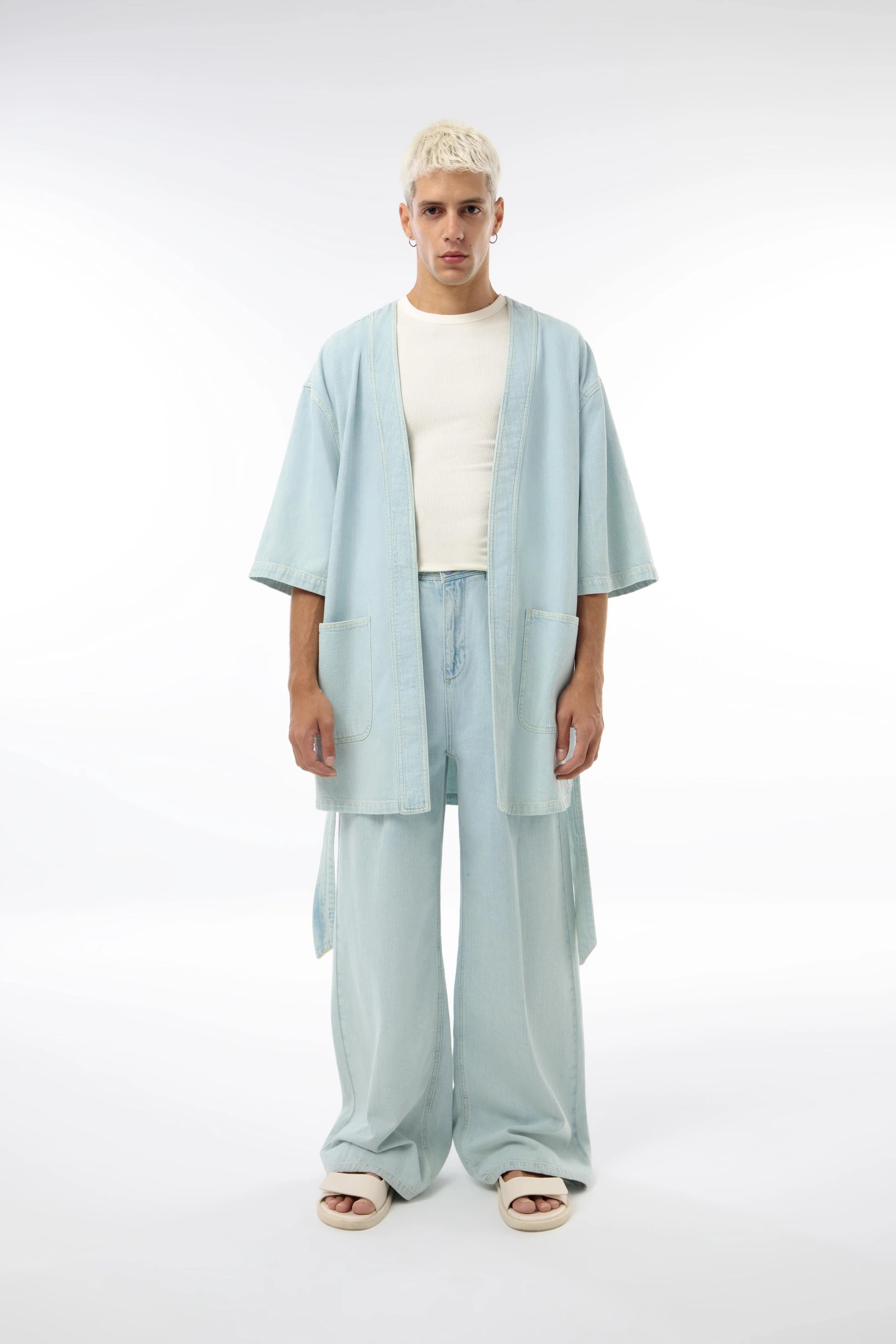 Midground-Baskılı Unisex Denim Kimono-Kimono-1-Milagron.com
