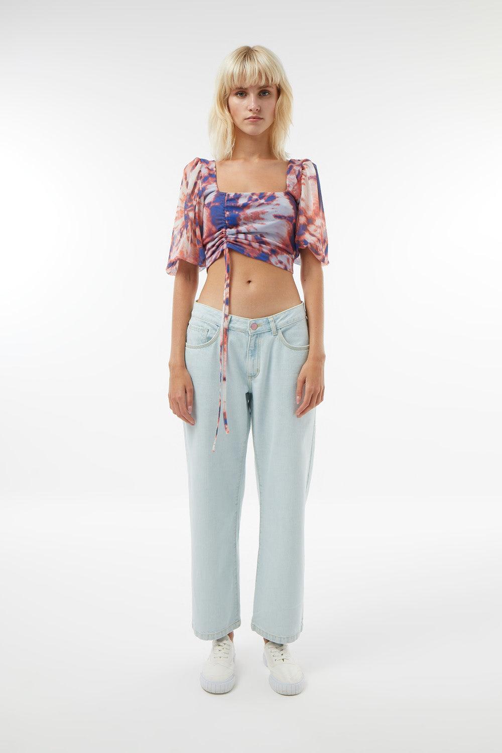Midground-Batik Desenli Mesh Crop Top-Crop Top-1-Milagron.com