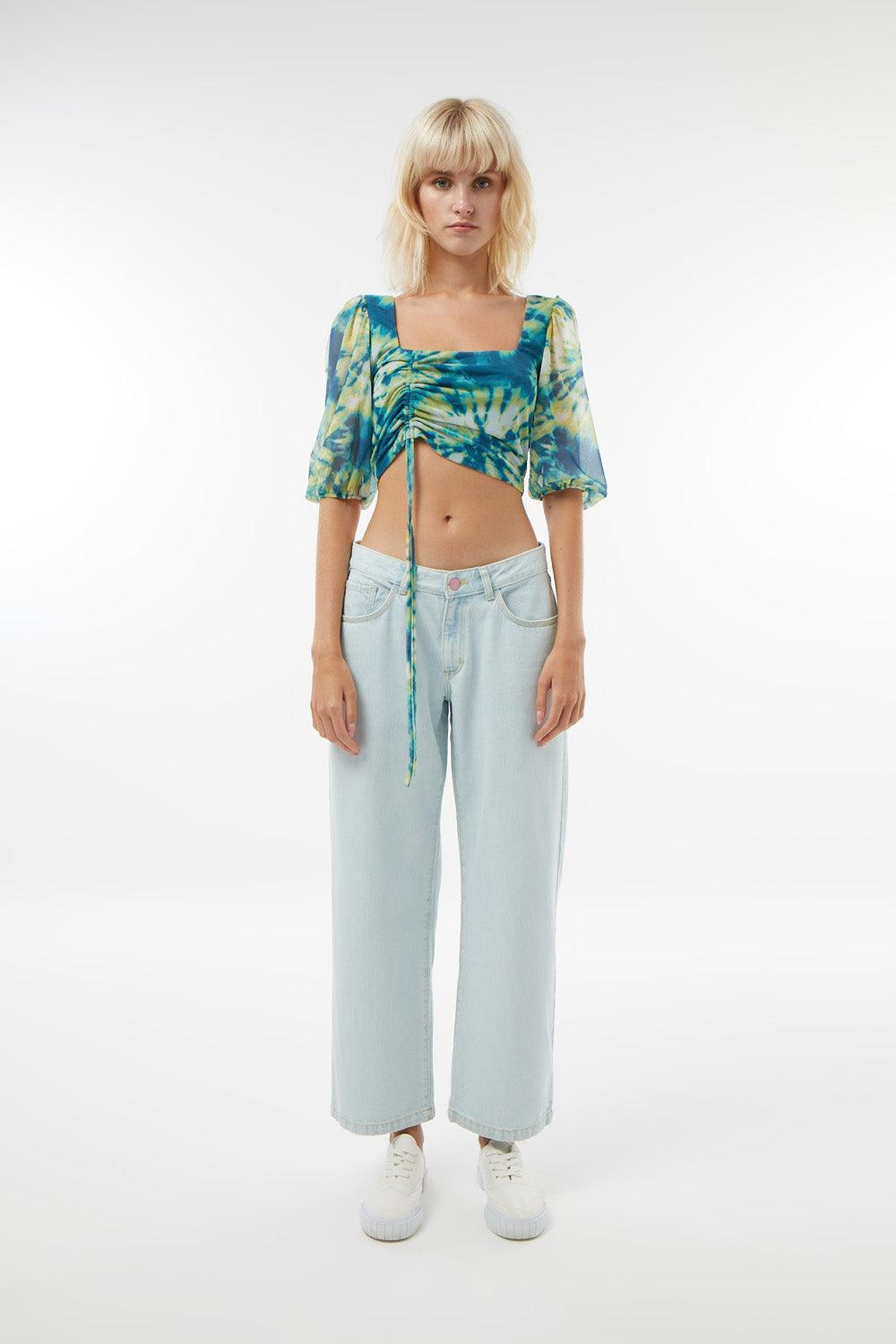 Midground-Batik Desenli Mesh Crop Top-Crop Top-1-Milagron.com