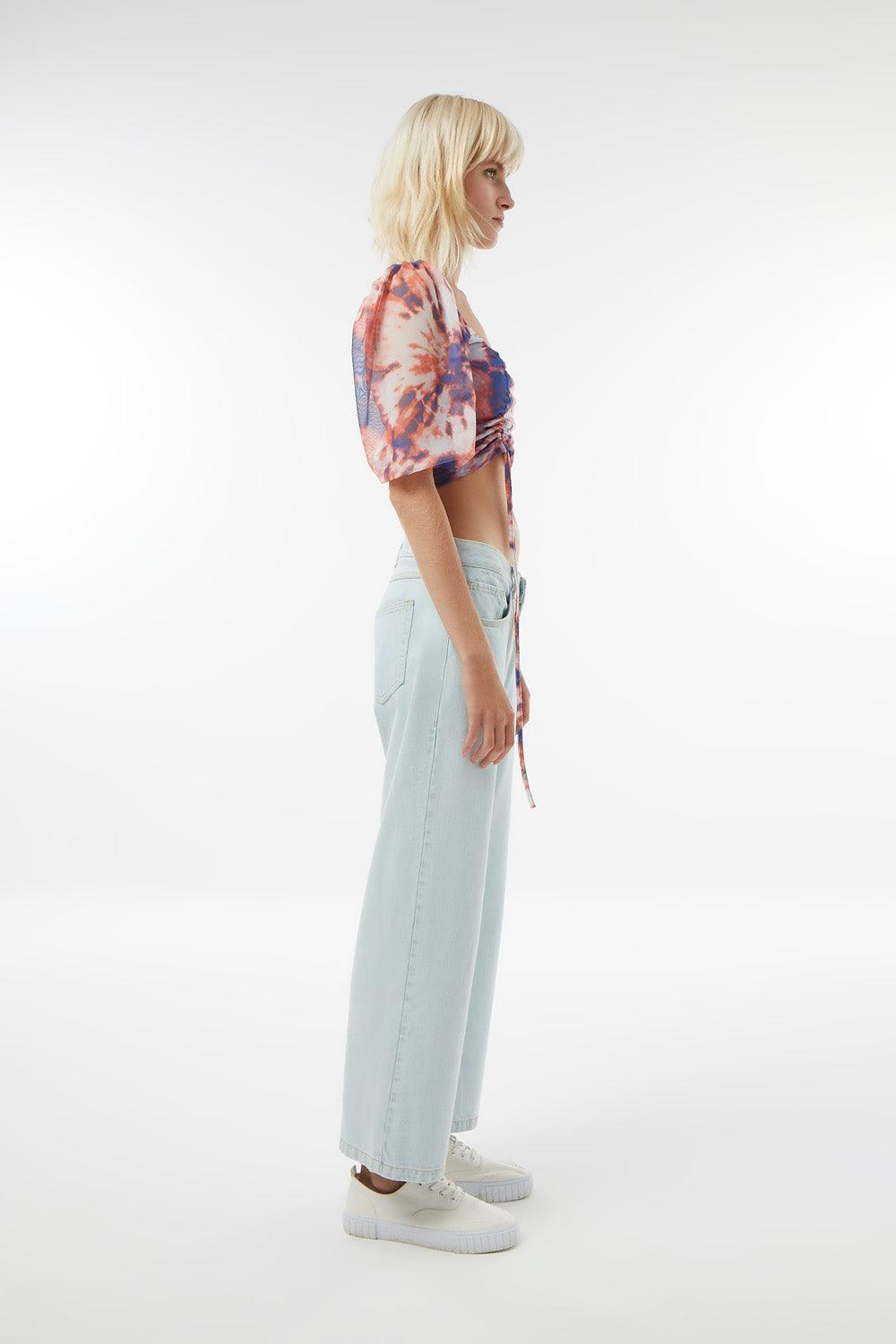 Midground-Batik Desenli Mesh Crop Top-Crop Top-2-Milagron.com