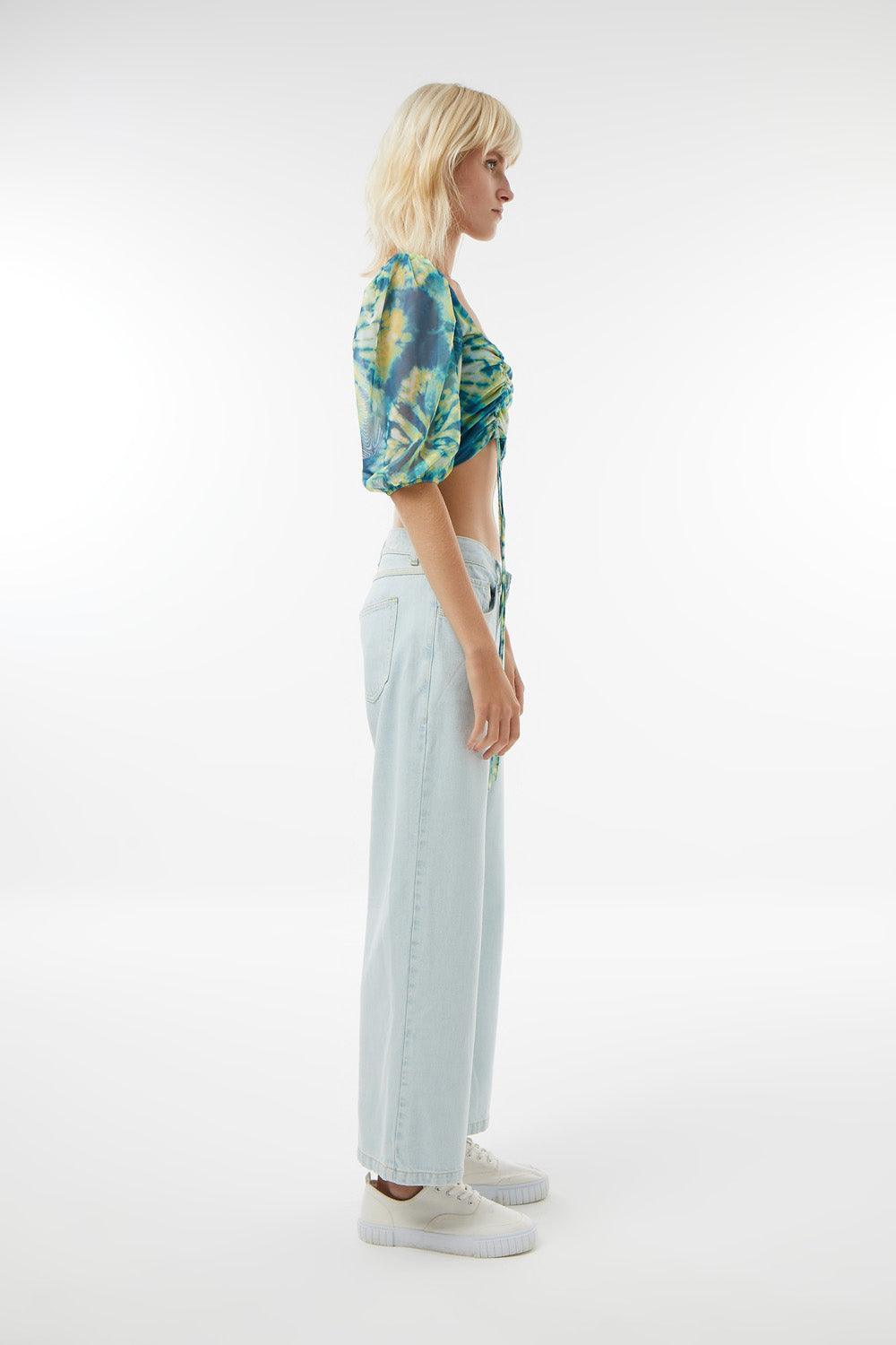 Midground-Batik Desenli Mesh Crop Top-Crop Top-2-Milagron.com