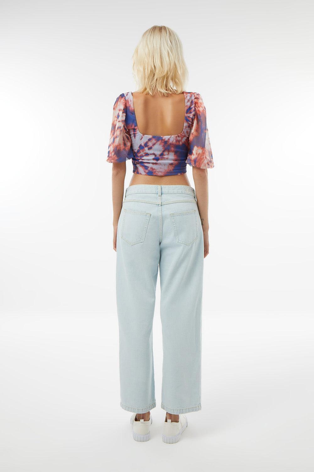 Midground-Batik Desenli Mesh Crop Top-Crop Top-3-Milagron.com