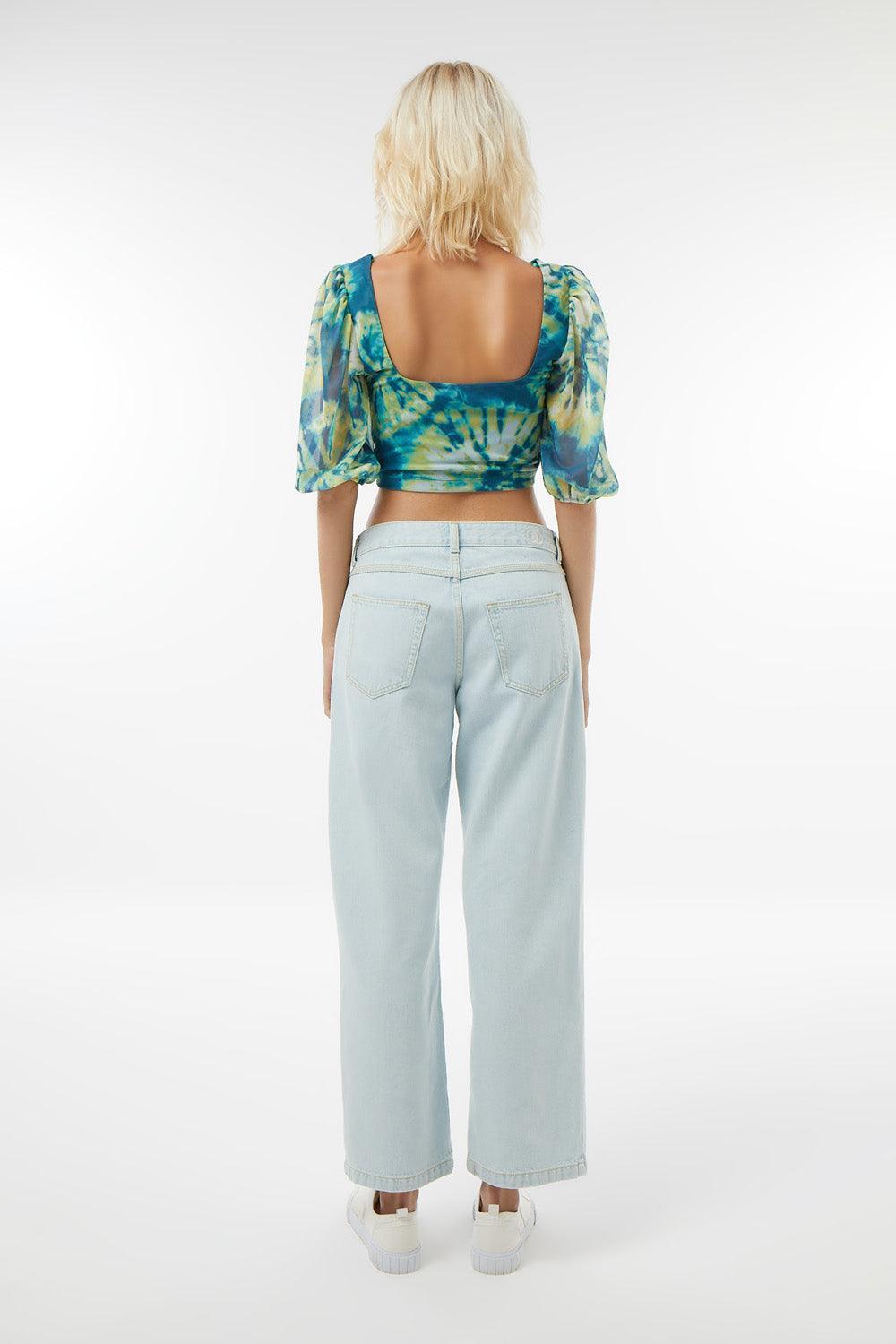 Midground-Batik Desenli Mesh Crop Top-Crop Top-3-Milagron.com