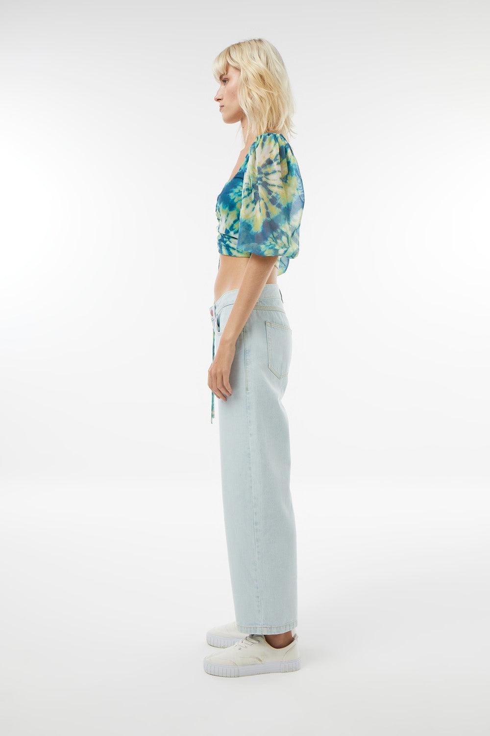 Midground-Batik Desenli Mesh Crop Top-Crop Top-4-Milagron.com