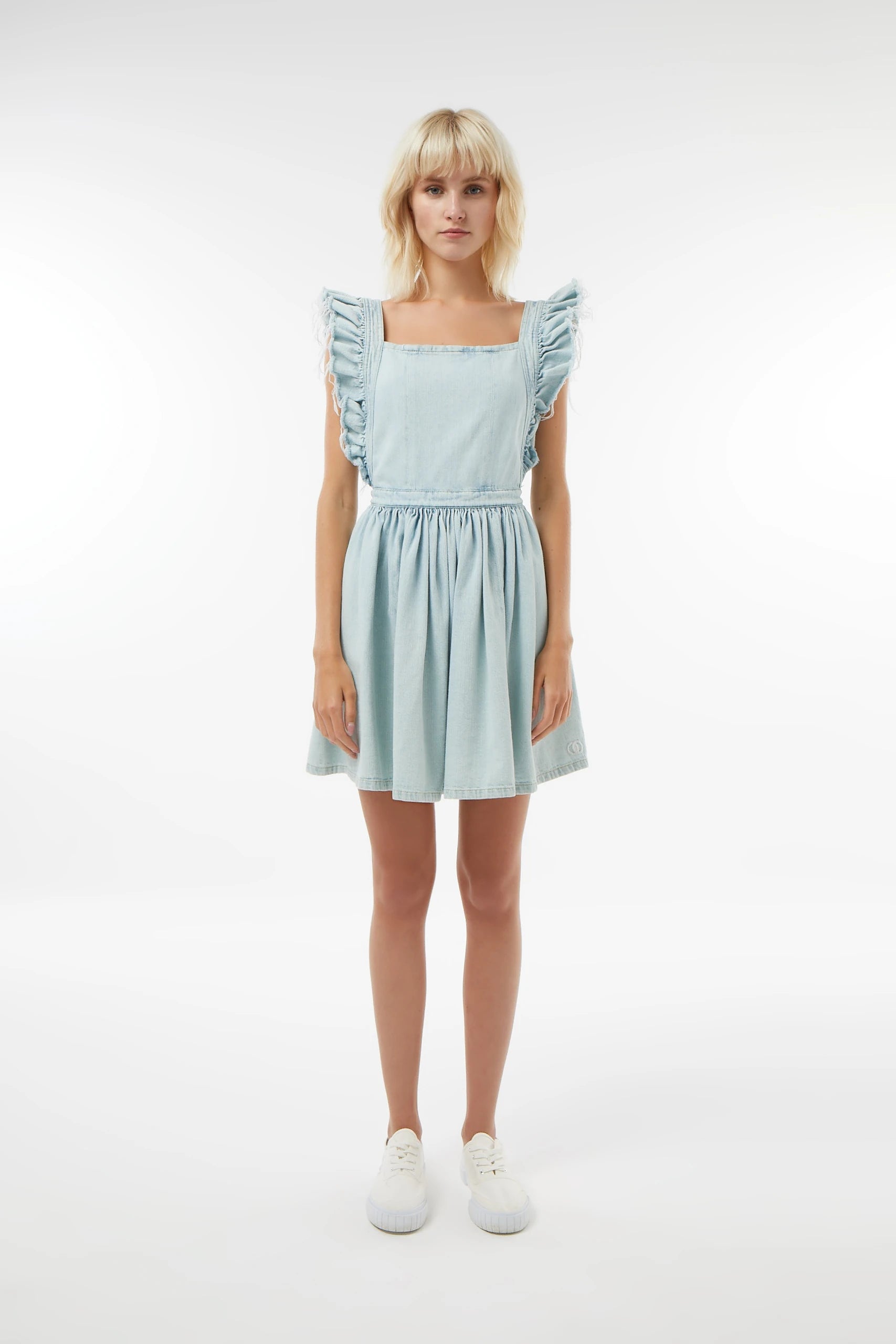 Midground-Fırfırlı Denim Elbise-Elbise-1-Milagron.com