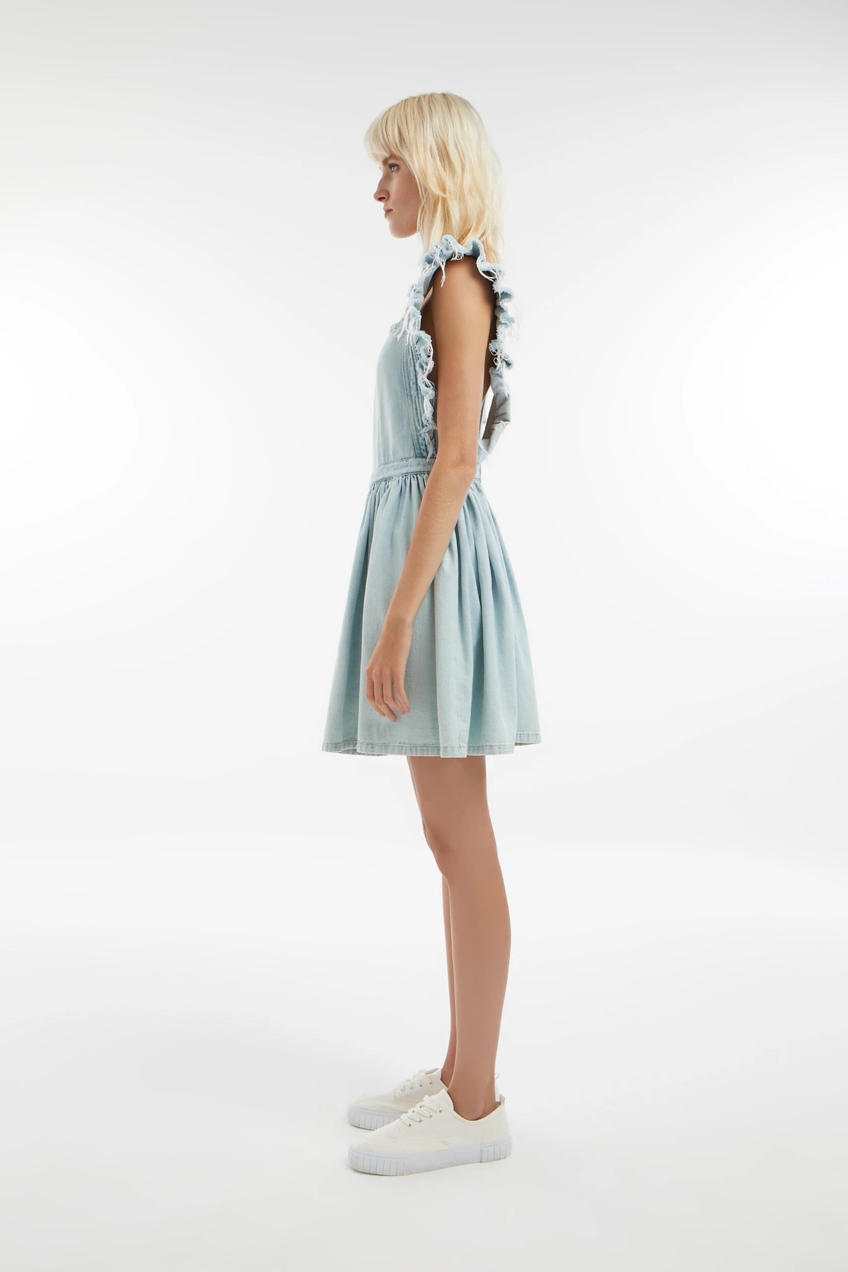 Midground-Fırfırlı Denim Elbise-Elbise-4-Milagron.com