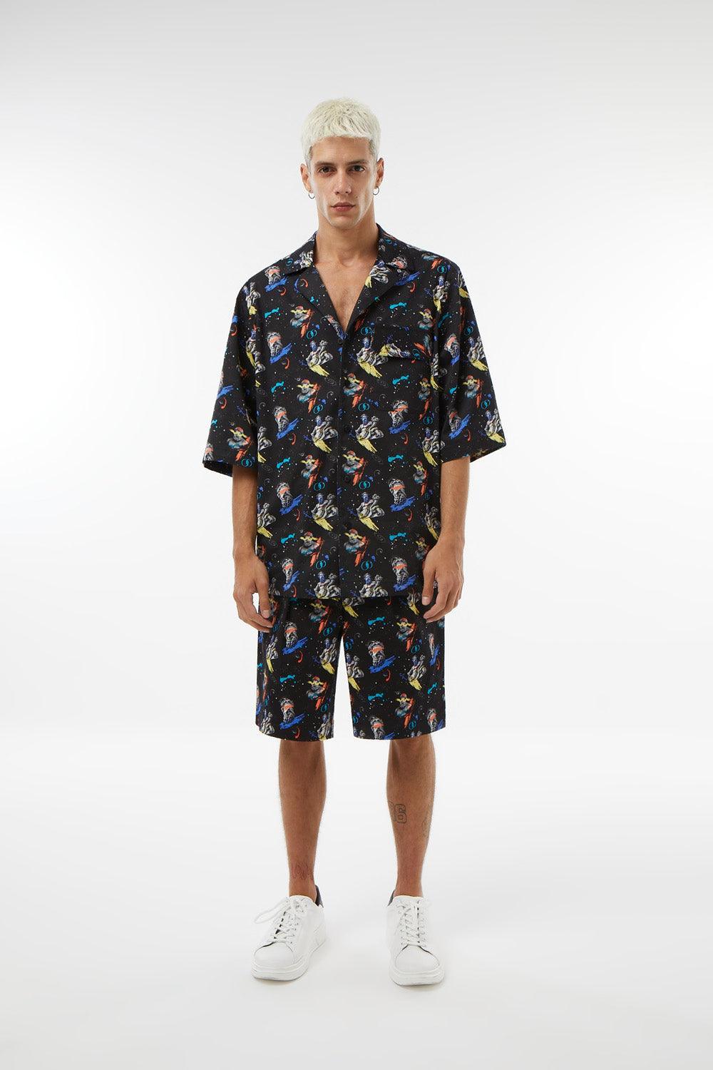 Midground-Kısa Kollu Baskılı Gömlek-Gömlek-1-Milagron.com