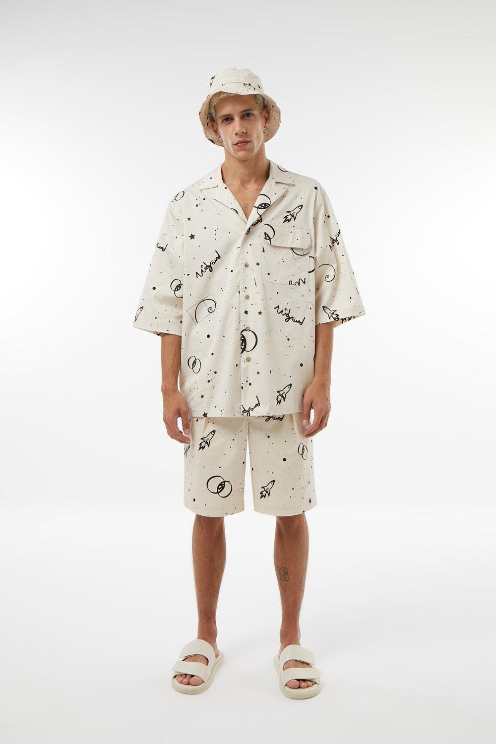 Midground-Kısa Kollu Baskılı Gömlek-Gömlek-1-Milagron.com