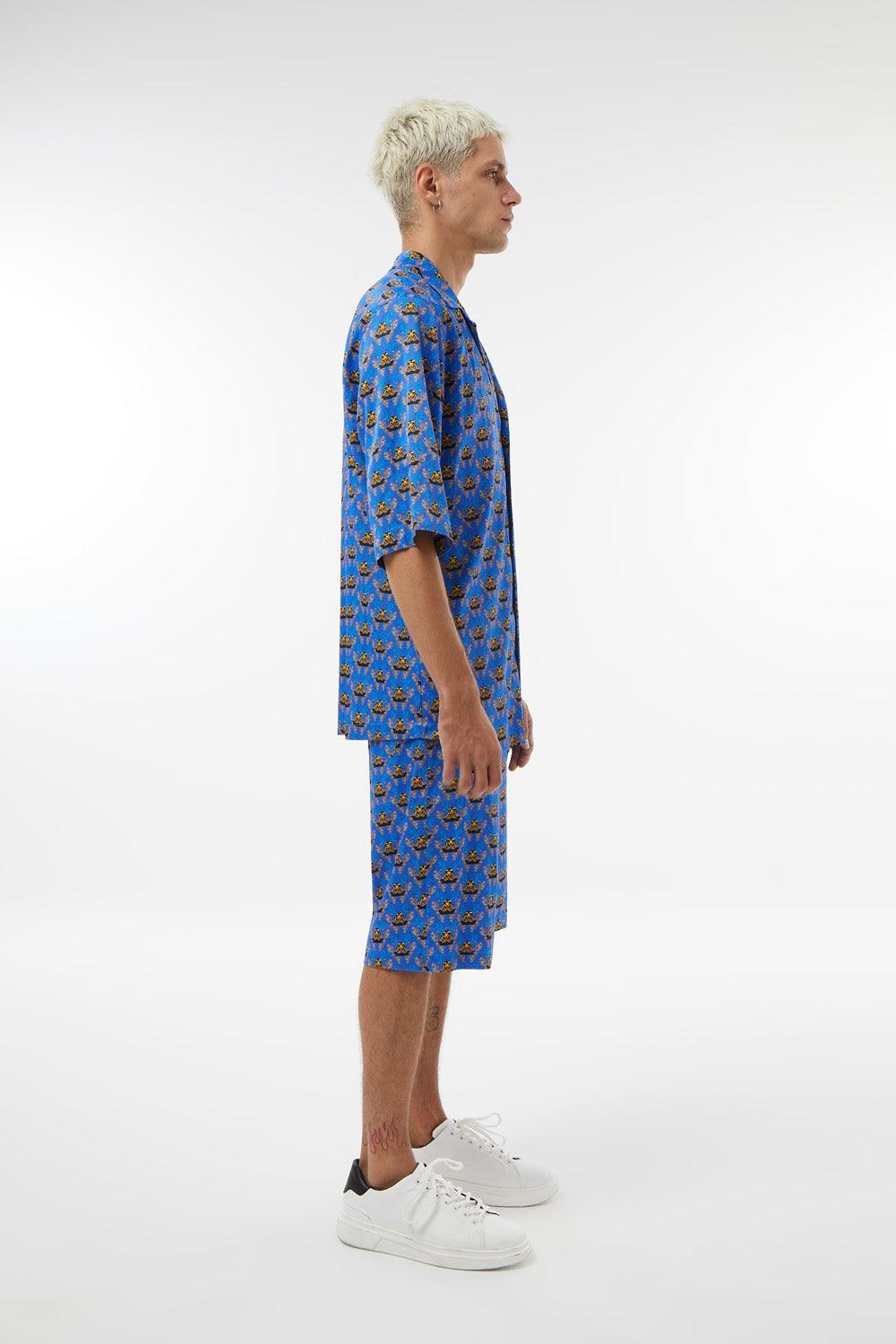 Midground-Kısa Kollu Baskılı Saten Gömlek-Gömlek-2-Milagron.com