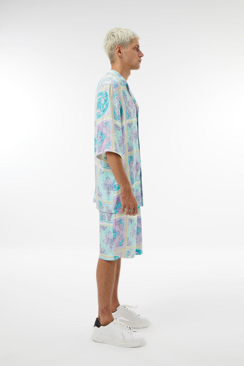 Midground-Kısa Kollu Baskılı Saten Gömlek-Gömlek-2-Milagron.com