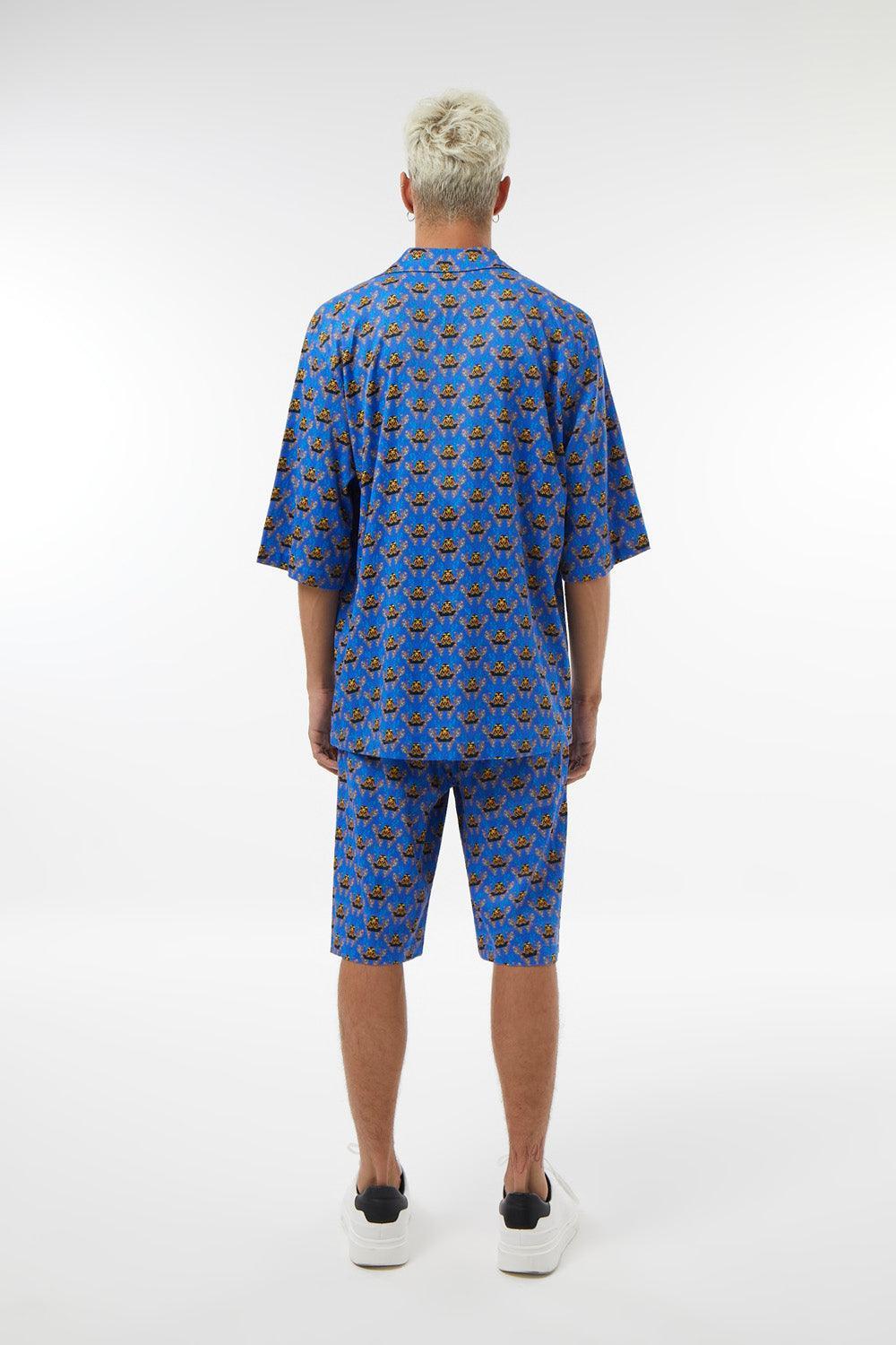 Midground-Kısa Kollu Baskılı Saten Gömlek-Gömlek-3-Milagron.com