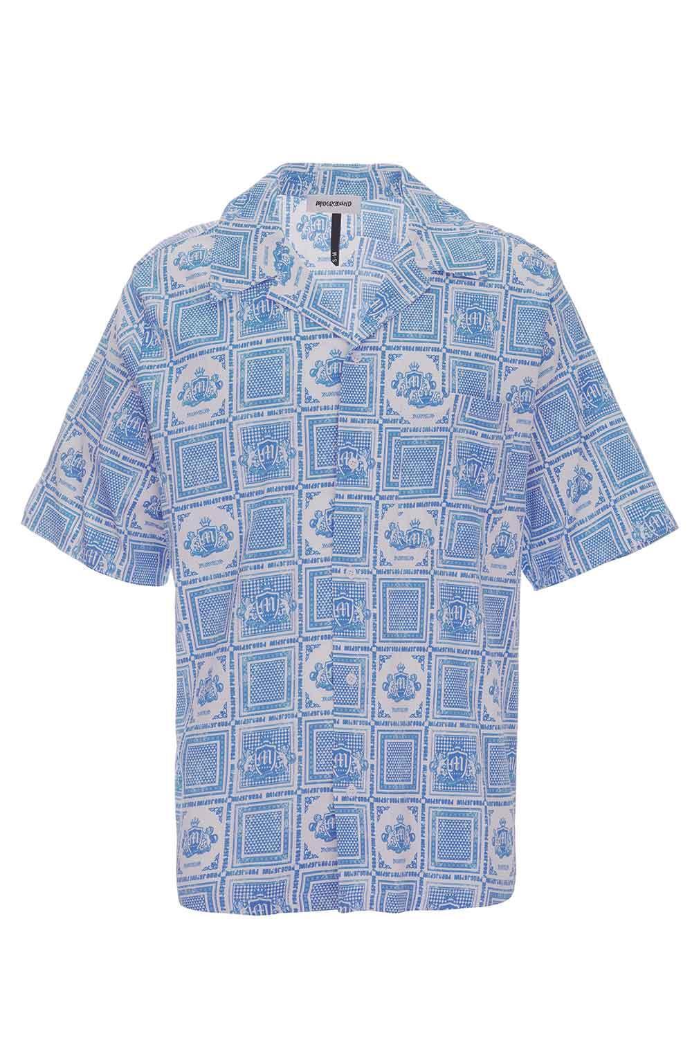 Midground-Küba Yaka Baskılı Oversize Gömlek-T-Shirts-1-Milagron.com