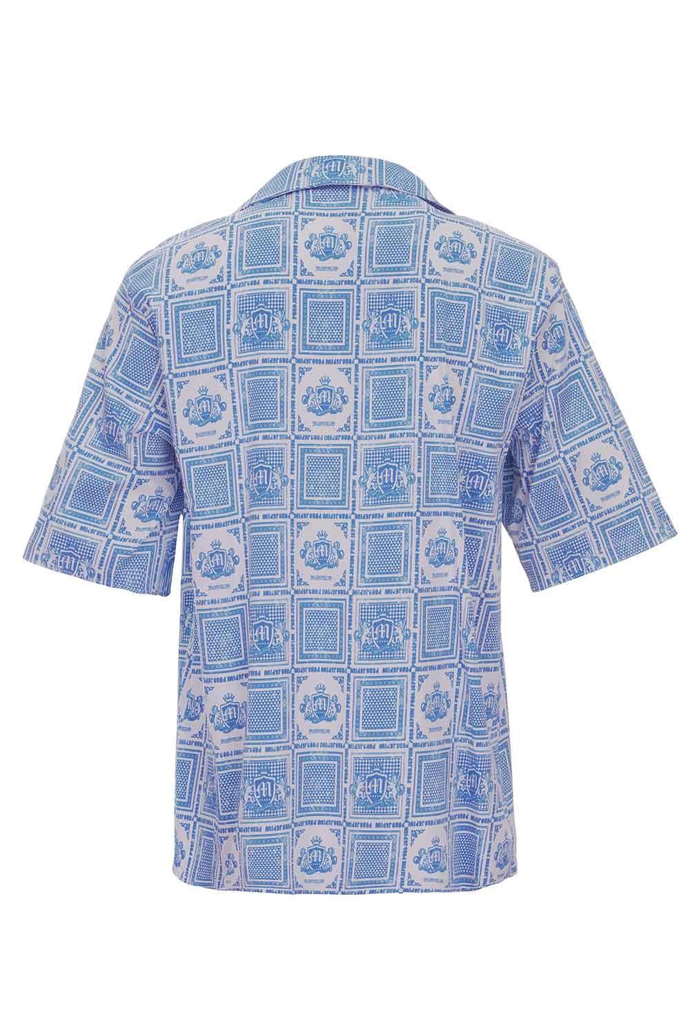 Midground-Küba Yaka Baskılı Oversize Gömlek-T-Shirts-2-Milagron.com