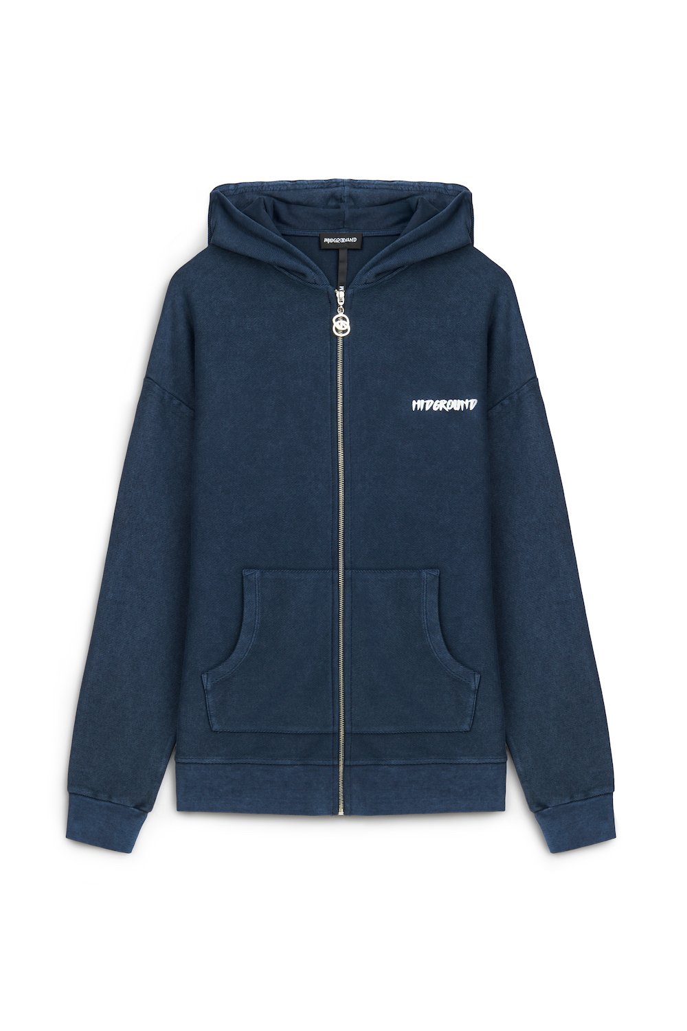 Midground-Lacivert Acid Yıkamalı Fermuarlı Kapüşonlu-Dış Giyim-1-Milagron.com