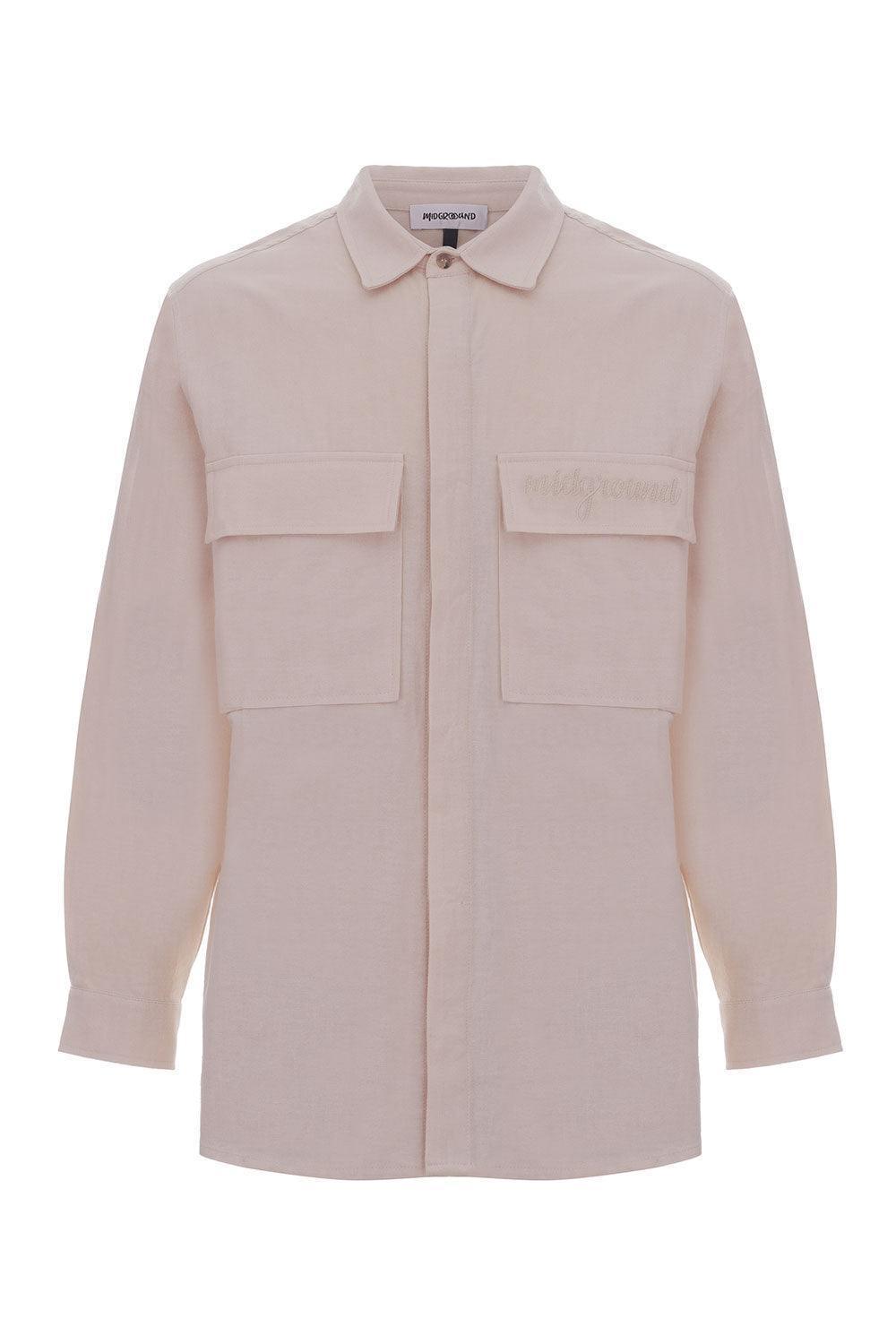 Midground-Oversize Kesim Cepli Keten Gömlek-Gömlek-1-Milagron.com