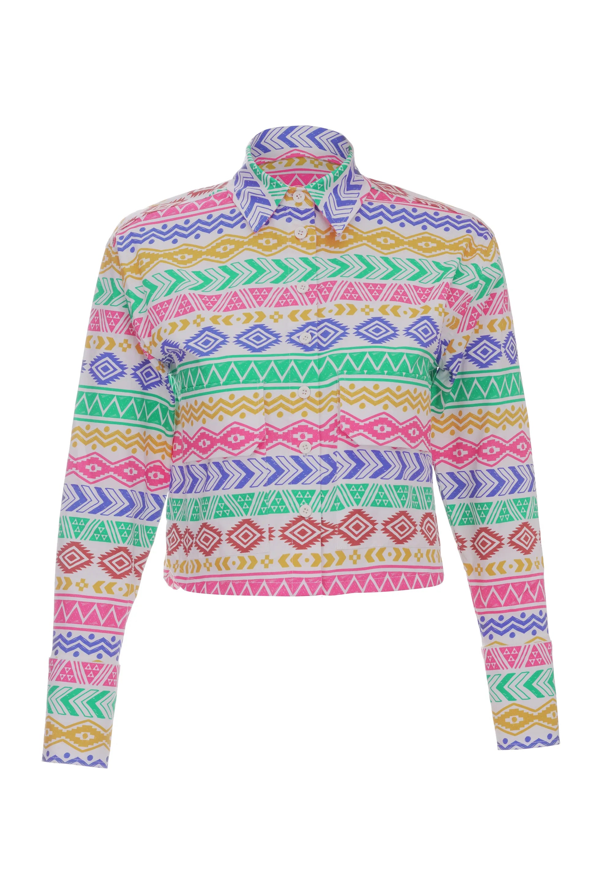 Midground-Peru Baskılı Crop Gömlek-Gömlek-1-Milagron.com