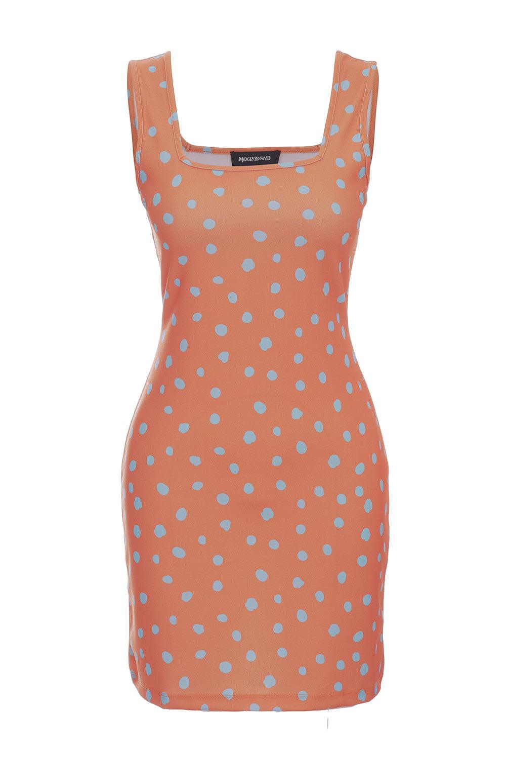 Midground-Puantiye Baskılı Kısa Elbise-Elbise-1-Milagron.com