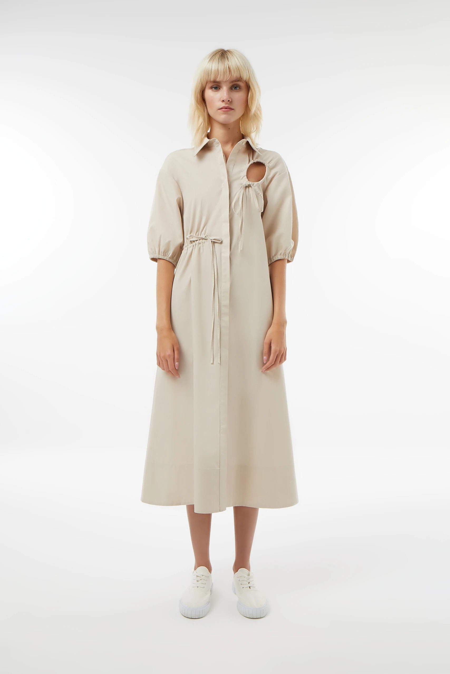 Midground-Sırt Dekolteli Gömlek Elbise-Elbise-1-Milagron.com