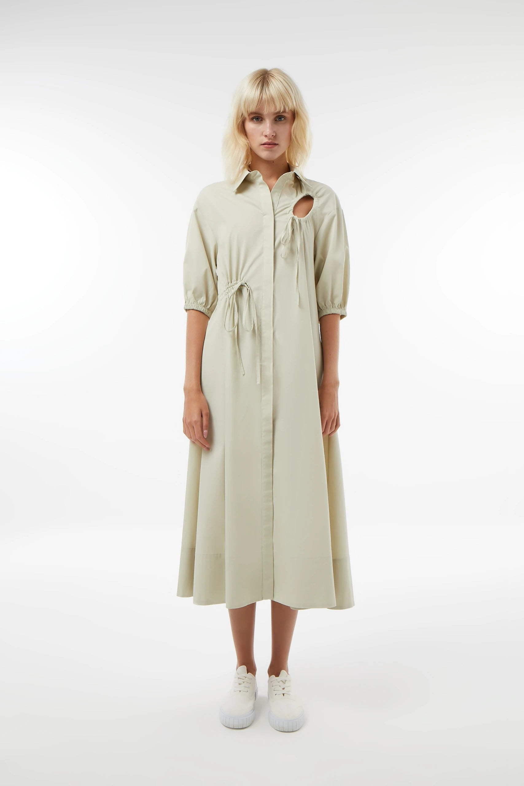 Midground-Sırt Dekolteli Gömlek Elbise-Elbise-1-Milagron.com