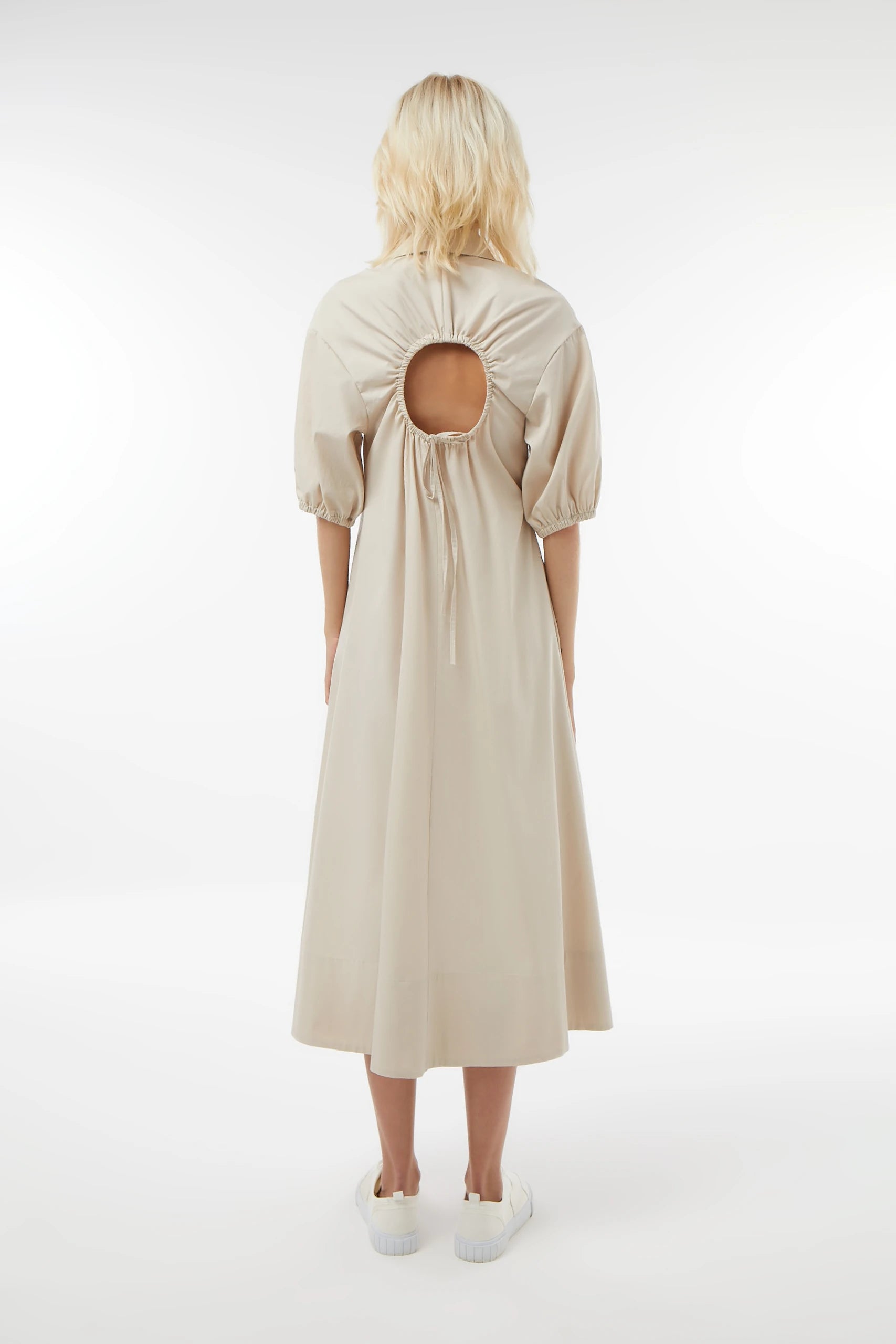 Midground-Sırt Dekolteli Gömlek Elbise-Elbise-3-Milagron.com