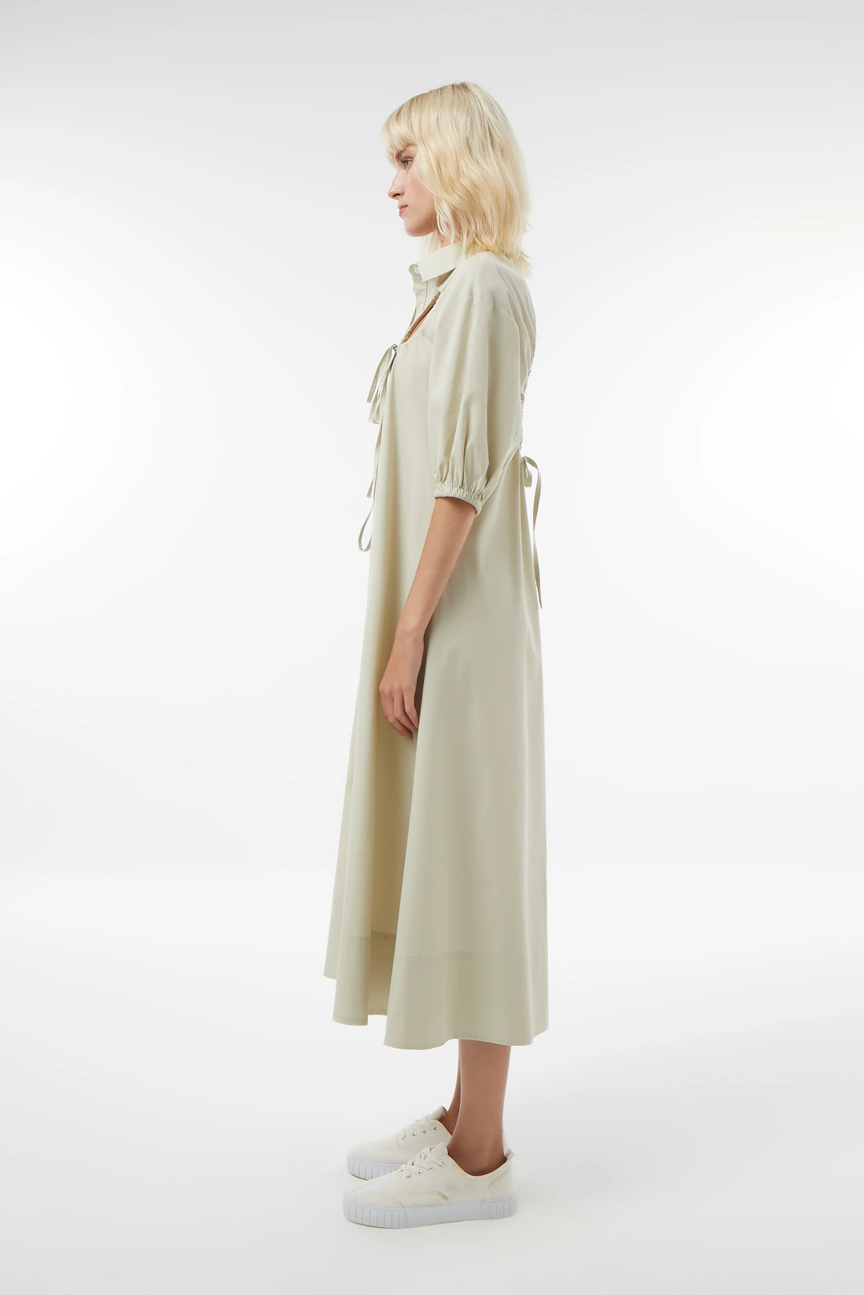 Midground-Sırt Dekolteli Gömlek Elbise-Elbise-4-Milagron.com