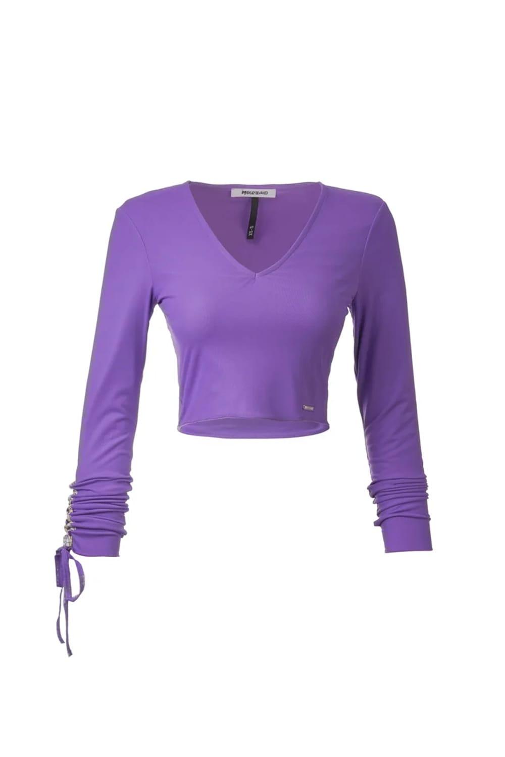 Midground-V Yakalı Mesh Bluz-Top-1-Milagron.com