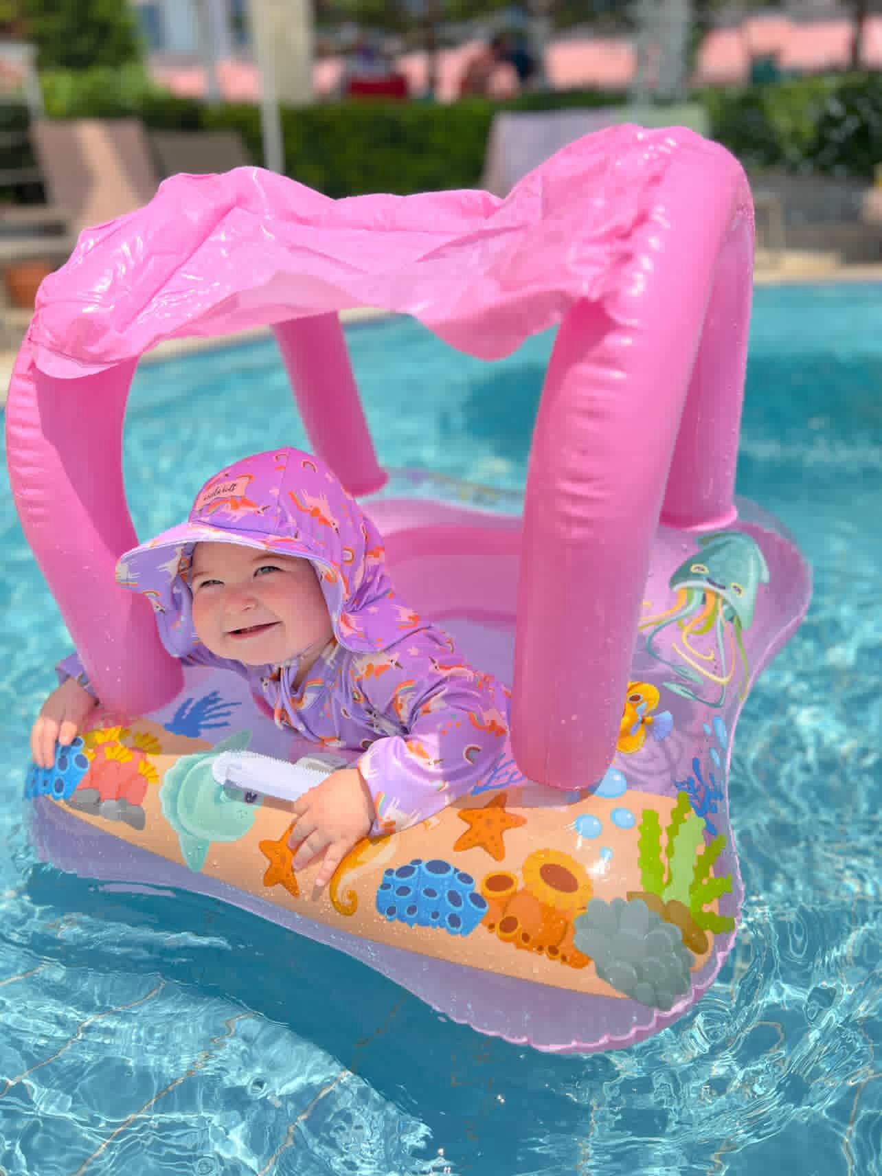 UV Korumalı Alt Üst Kız Bebek Mayo Seti – Rainbow Unicorn Lilac - 1