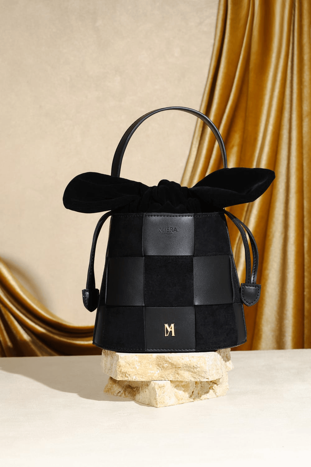 Miéra Atelier-Regulus Siyah Kurdeleli El Çantası-Omuz Çantası-5-Milagron.com