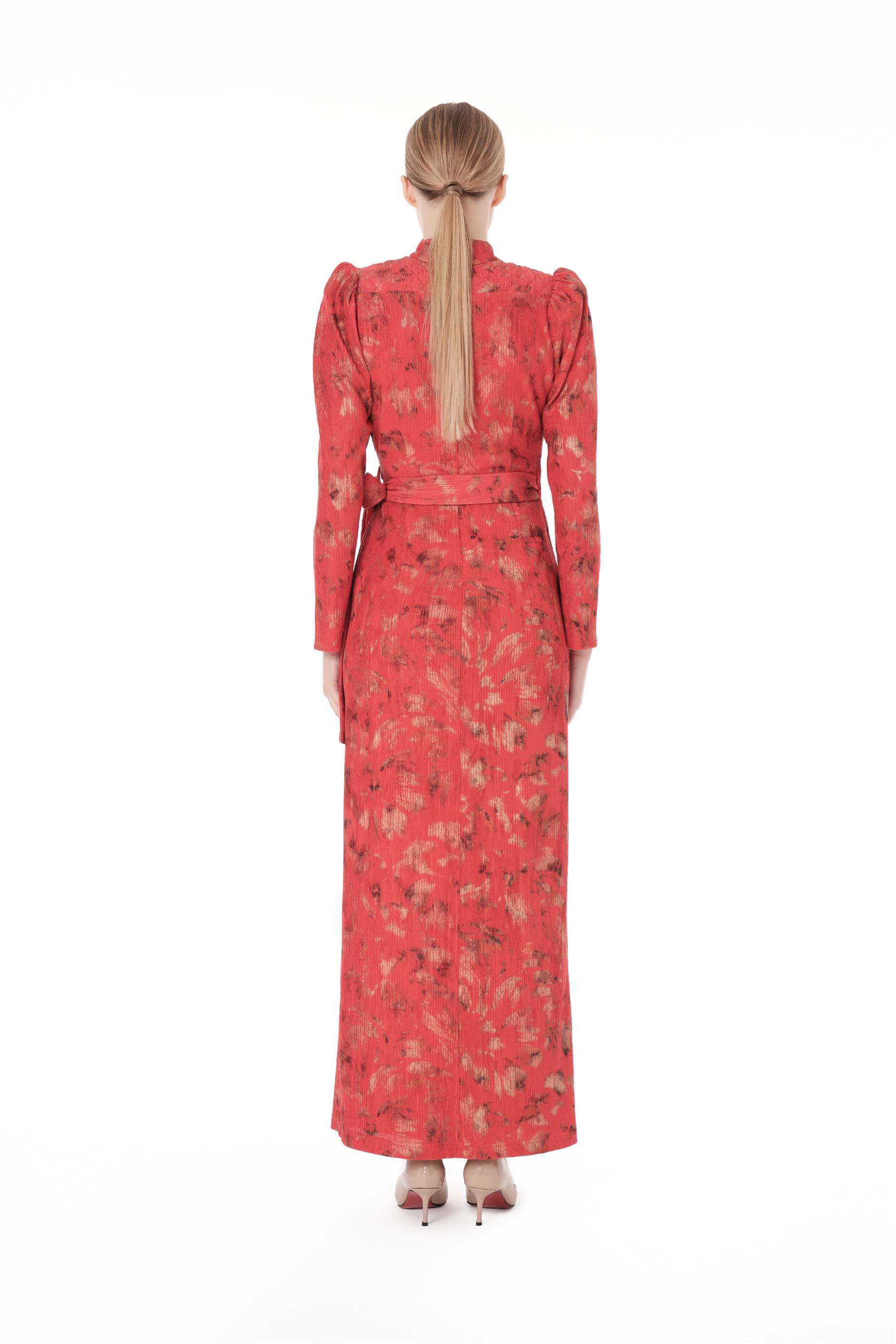 Miha-Anvelop Kapamalı Uzun Elbi̇se Mercan-Elbise-3-Milagron.com