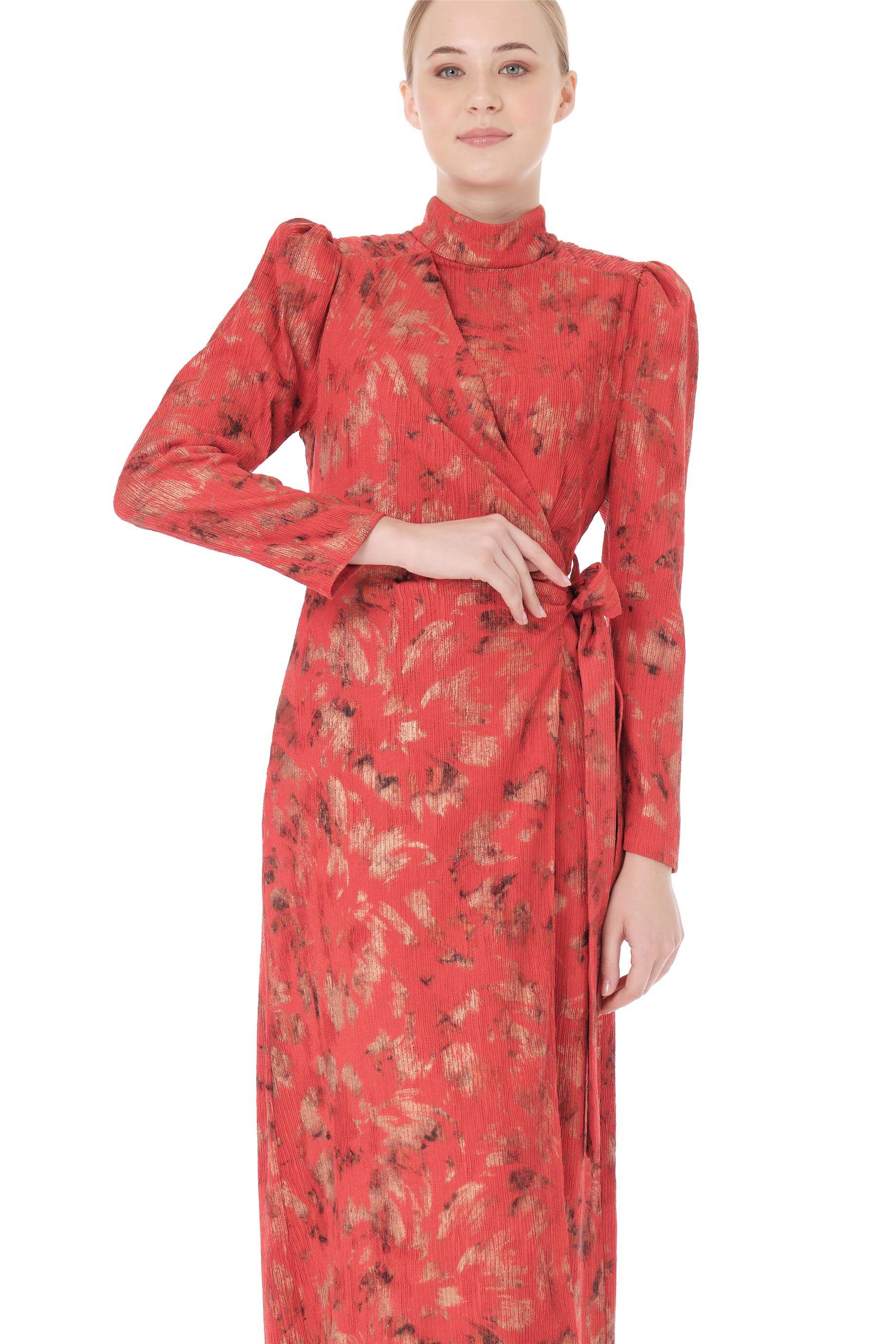 Miha-Anvelop Kapamalı Uzun Elbi̇se Mercan-Elbise-4-Milagron.com