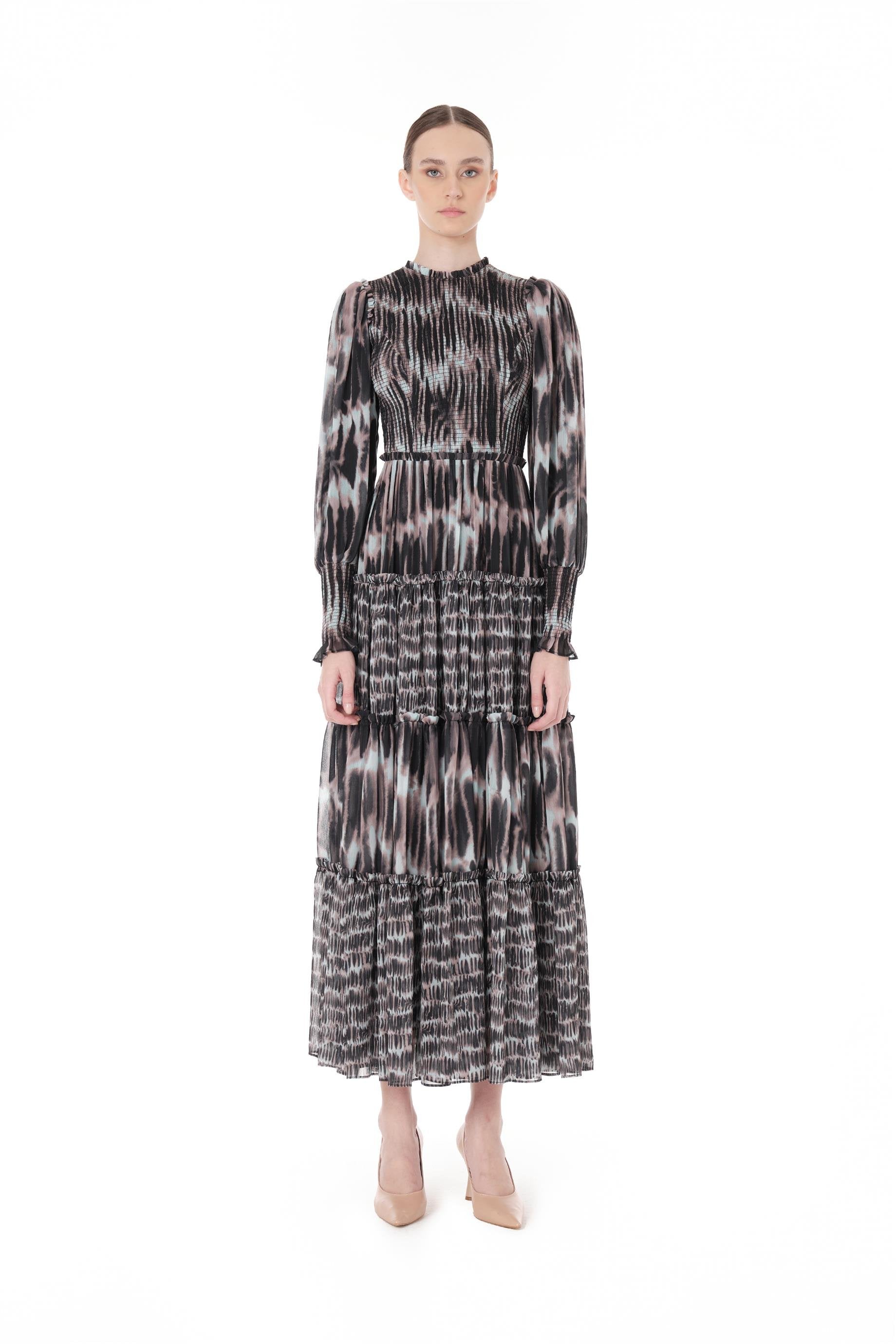 Miha-Bati̇k Desenli̇ Uzun Elbi̇se-Elbise-1-Milagron.com