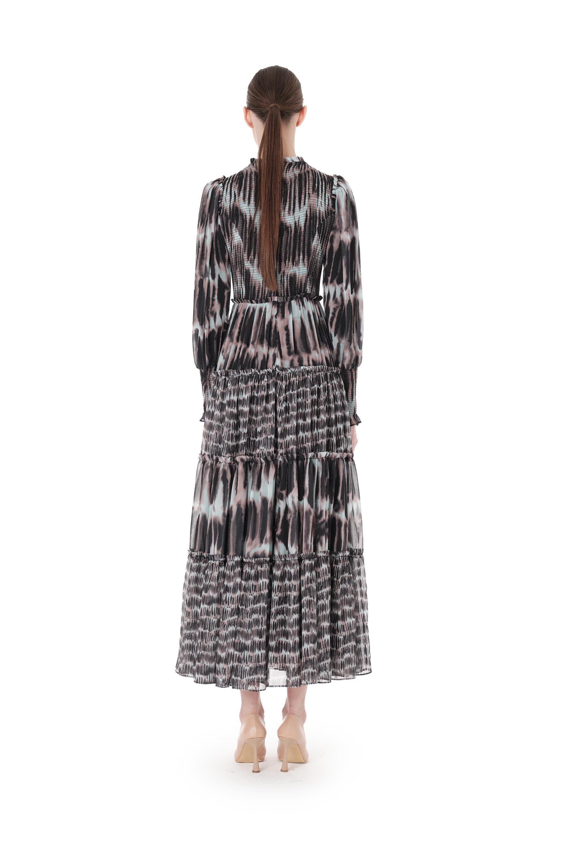 Miha-Bati̇k Desenli̇ Uzun Elbi̇se-Elbise-3-Milagron.com