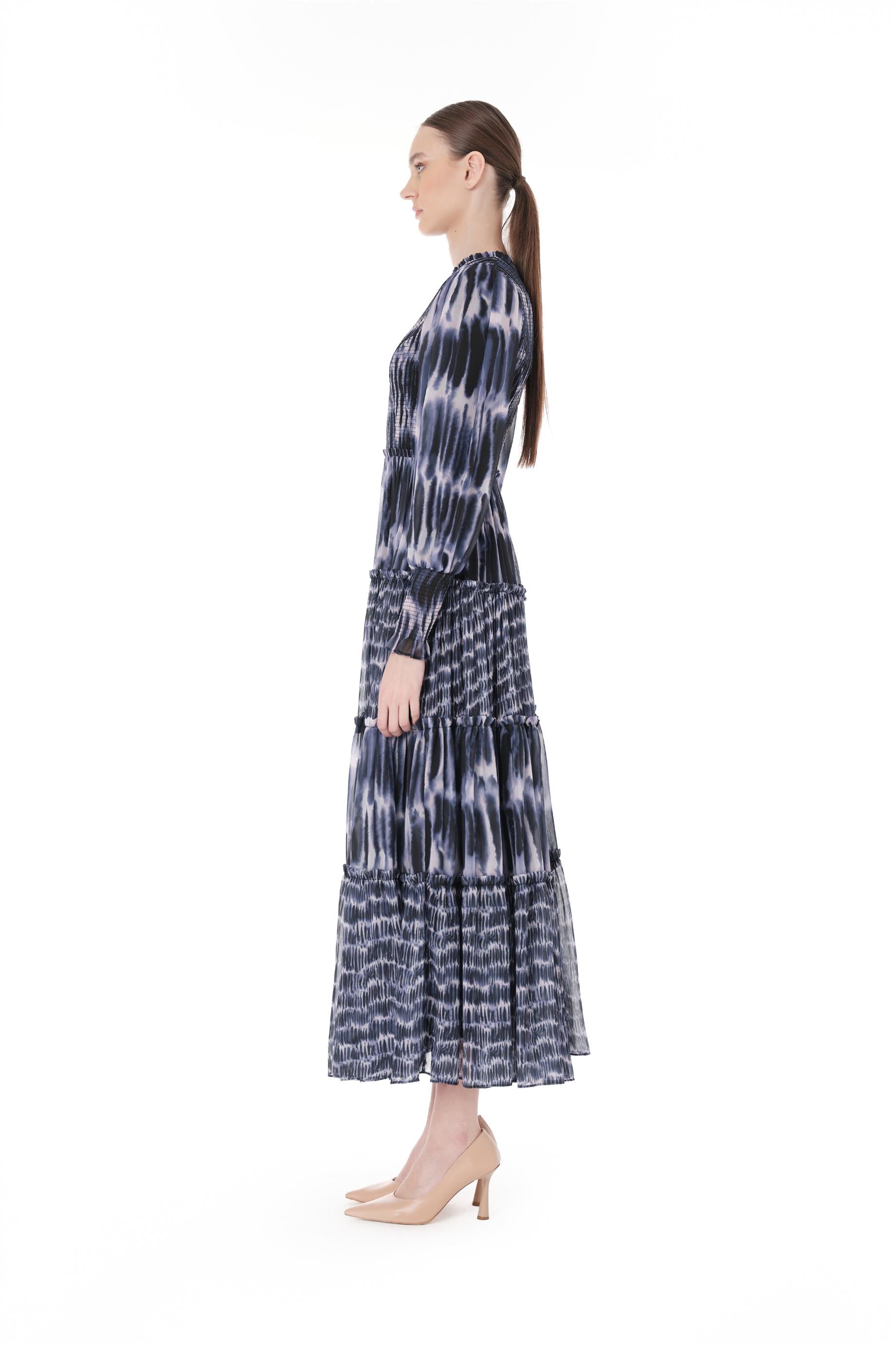 Miha-Bati̇k Desenli̇ Uzun Elbi̇se-Elbise-6-Milagron.com