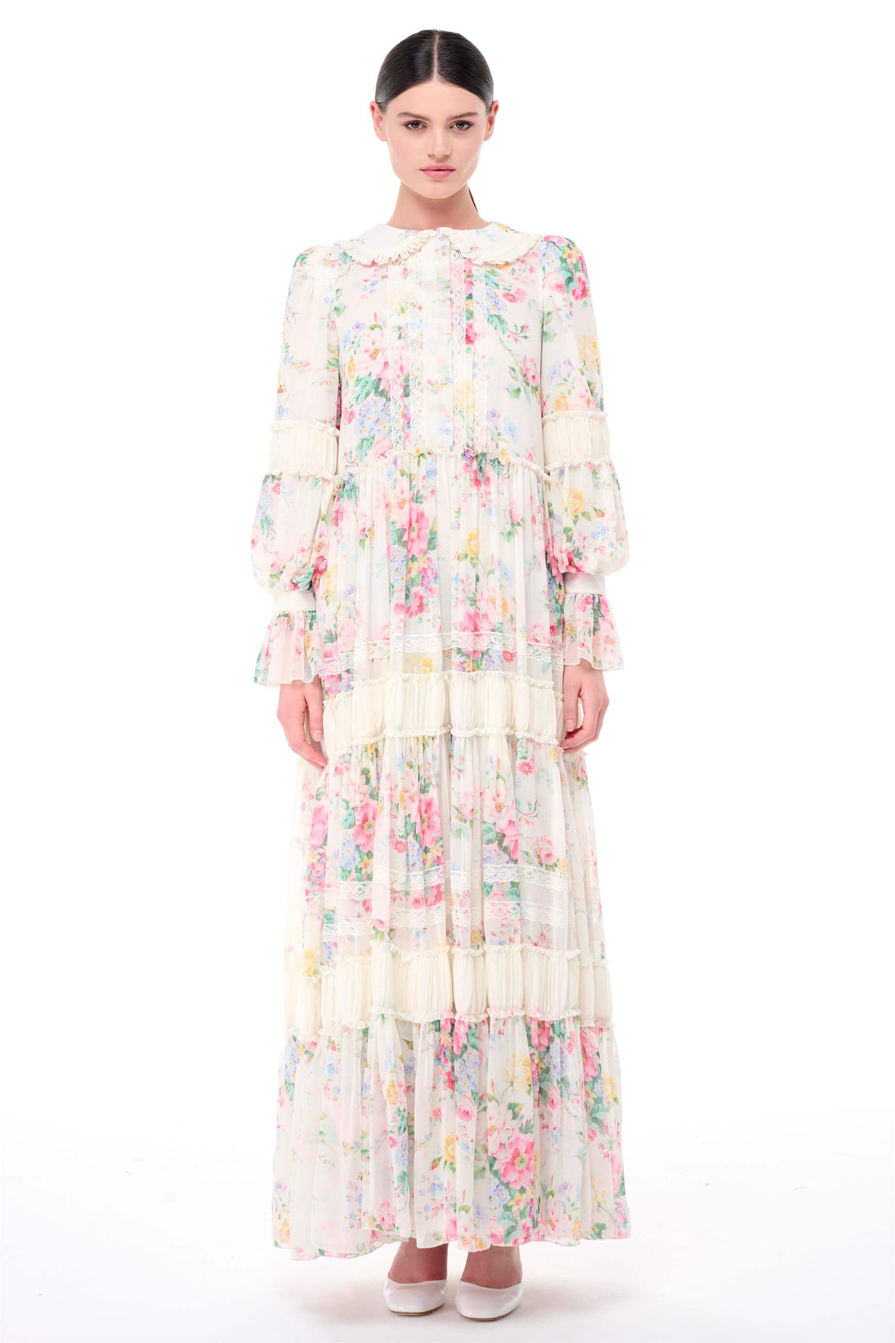 Miha-Bebe Yaka Büzgü Detaylı Elbi̇se-Elbise-1-Milagron.com