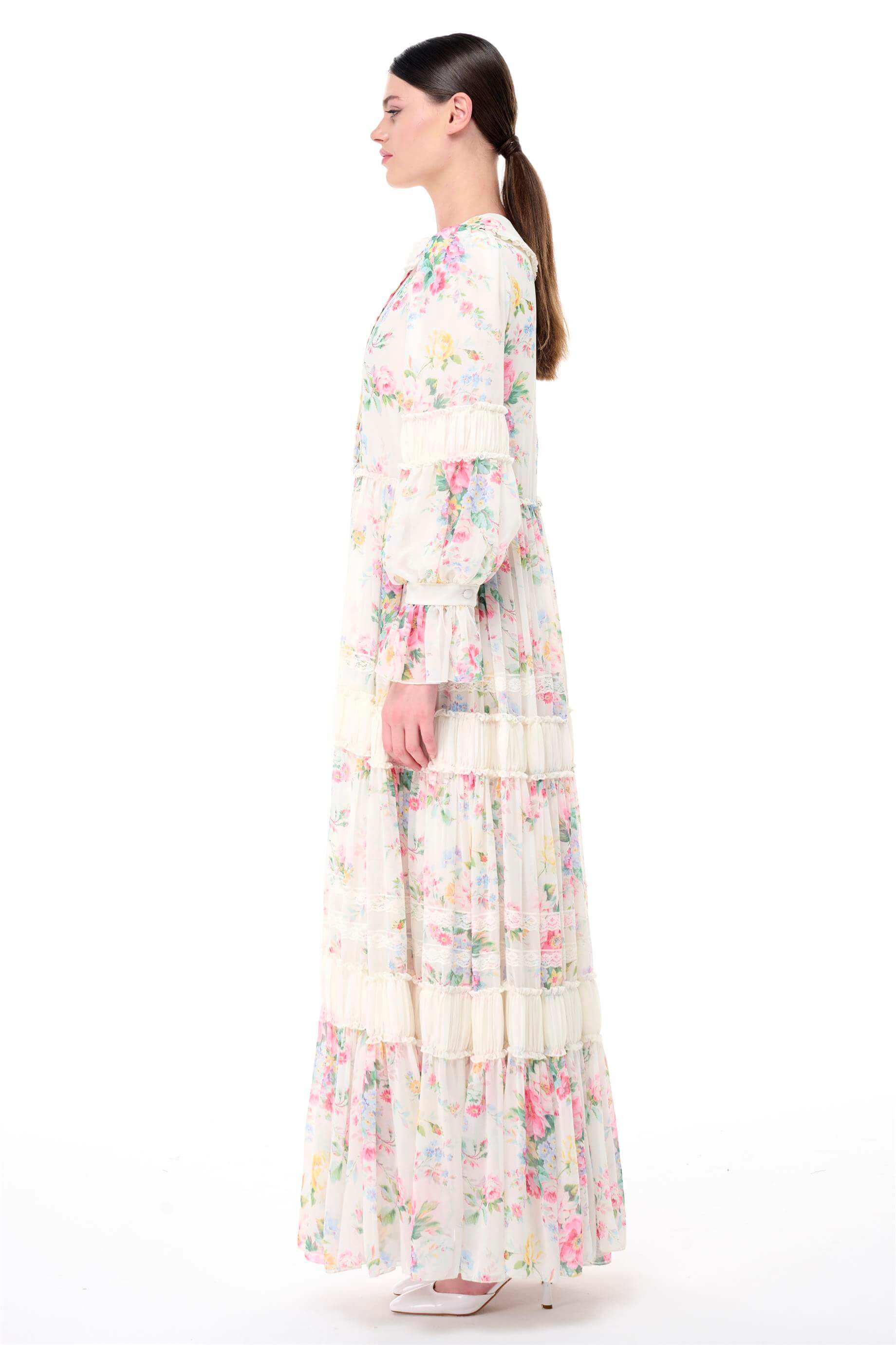 Miha-Bebe Yaka Büzgü Detaylı Elbi̇se-Elbise-2-Milagron.com