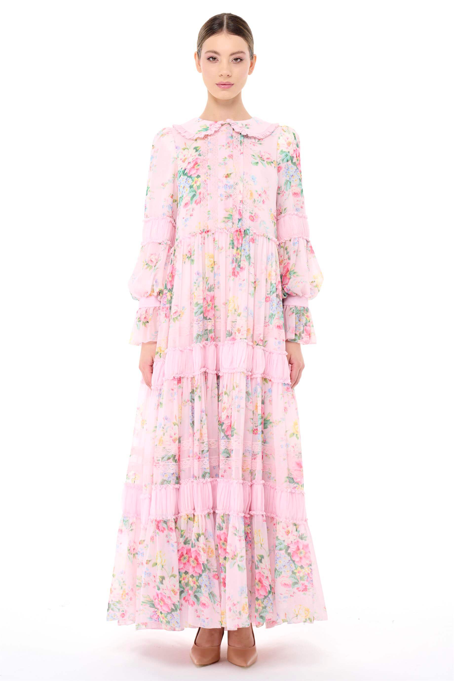 Miha-Bebe Yaka Büzgü Detaylı Elbi̇se-Elbise-9-Milagron.com