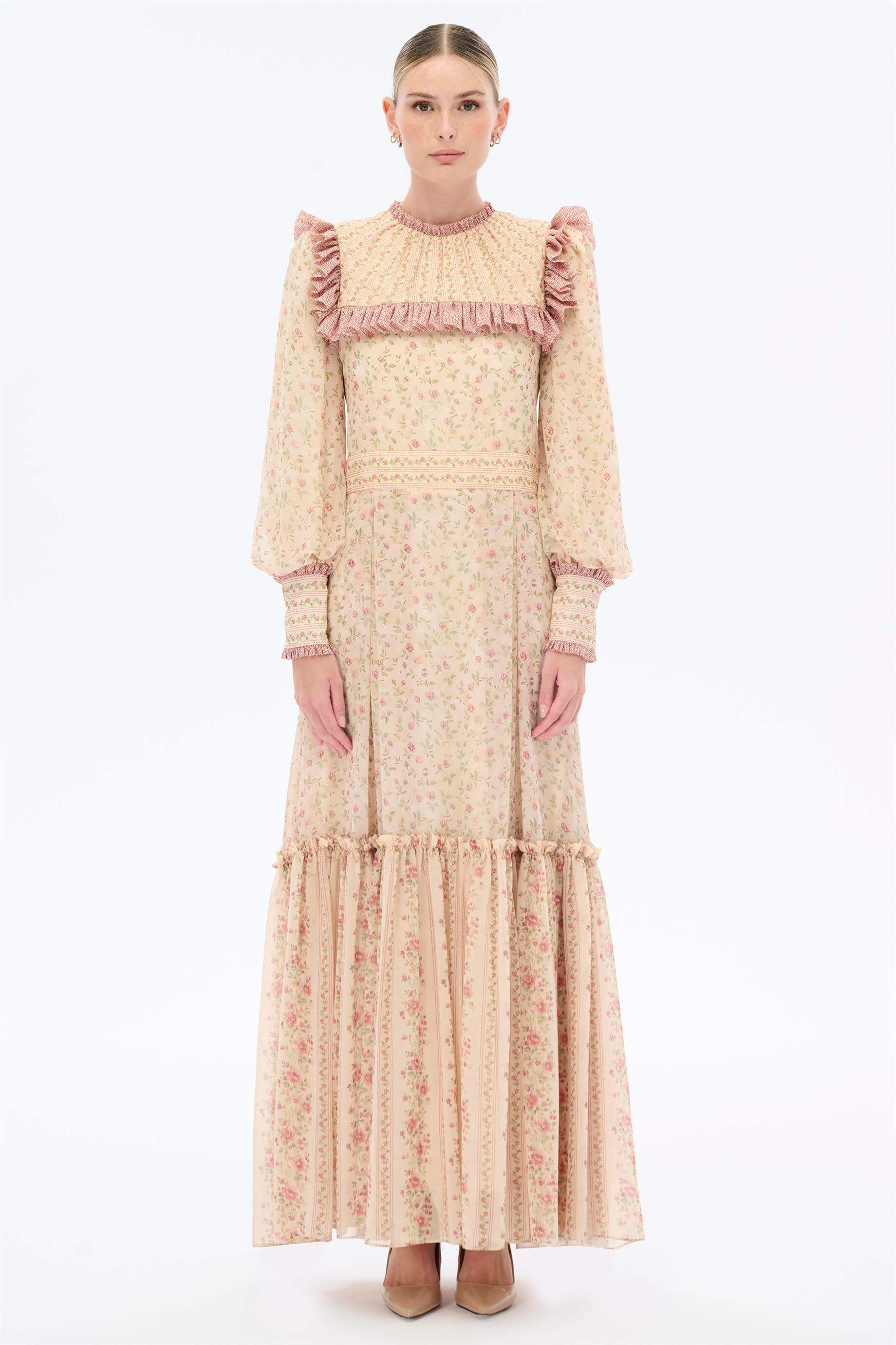 Miha-Çi̇çek Baskılı Elbi̇se-Elbise-1-Milagron.com