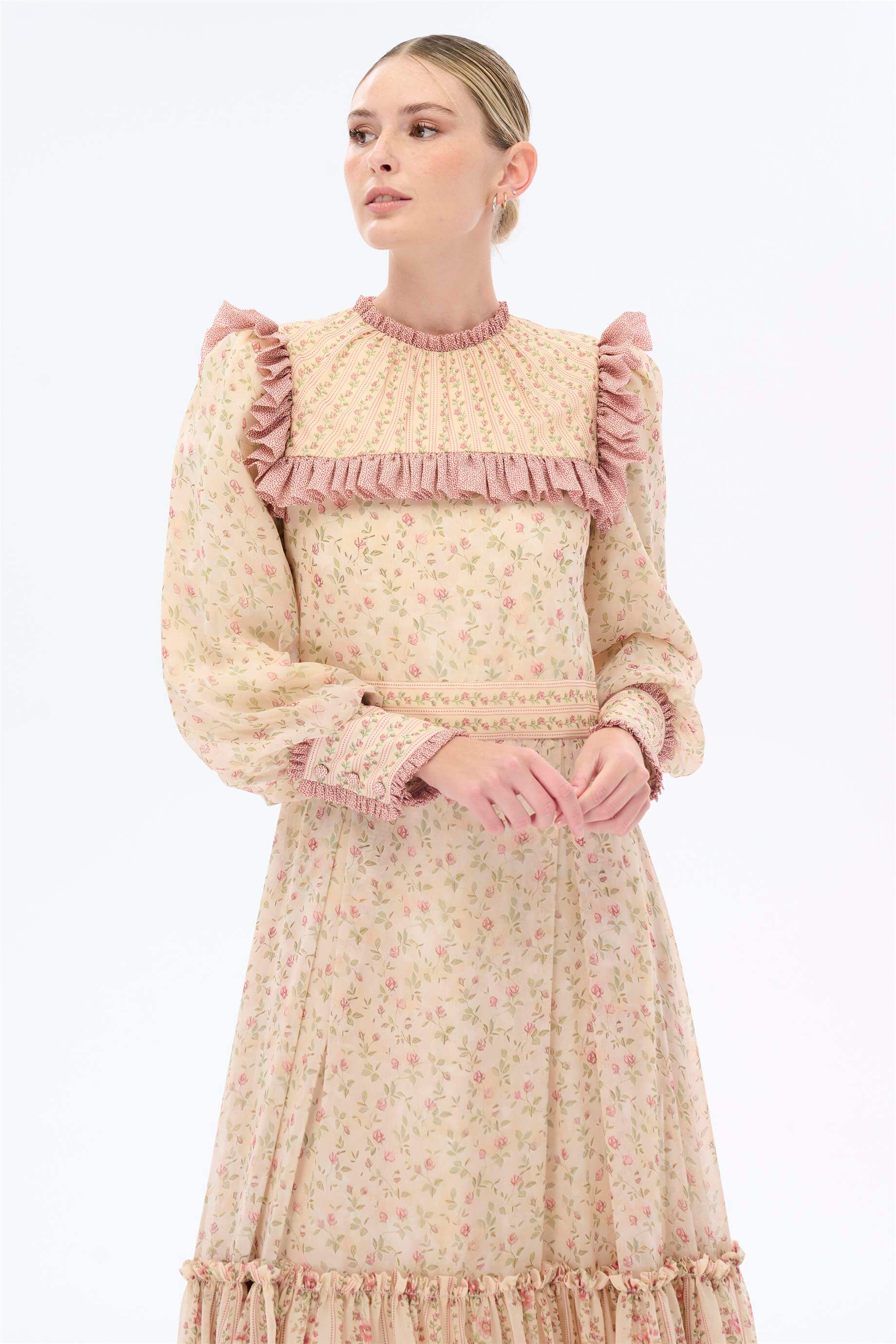 Miha-Çi̇çek Baskılı Elbi̇se-Elbise-2-Milagron.com