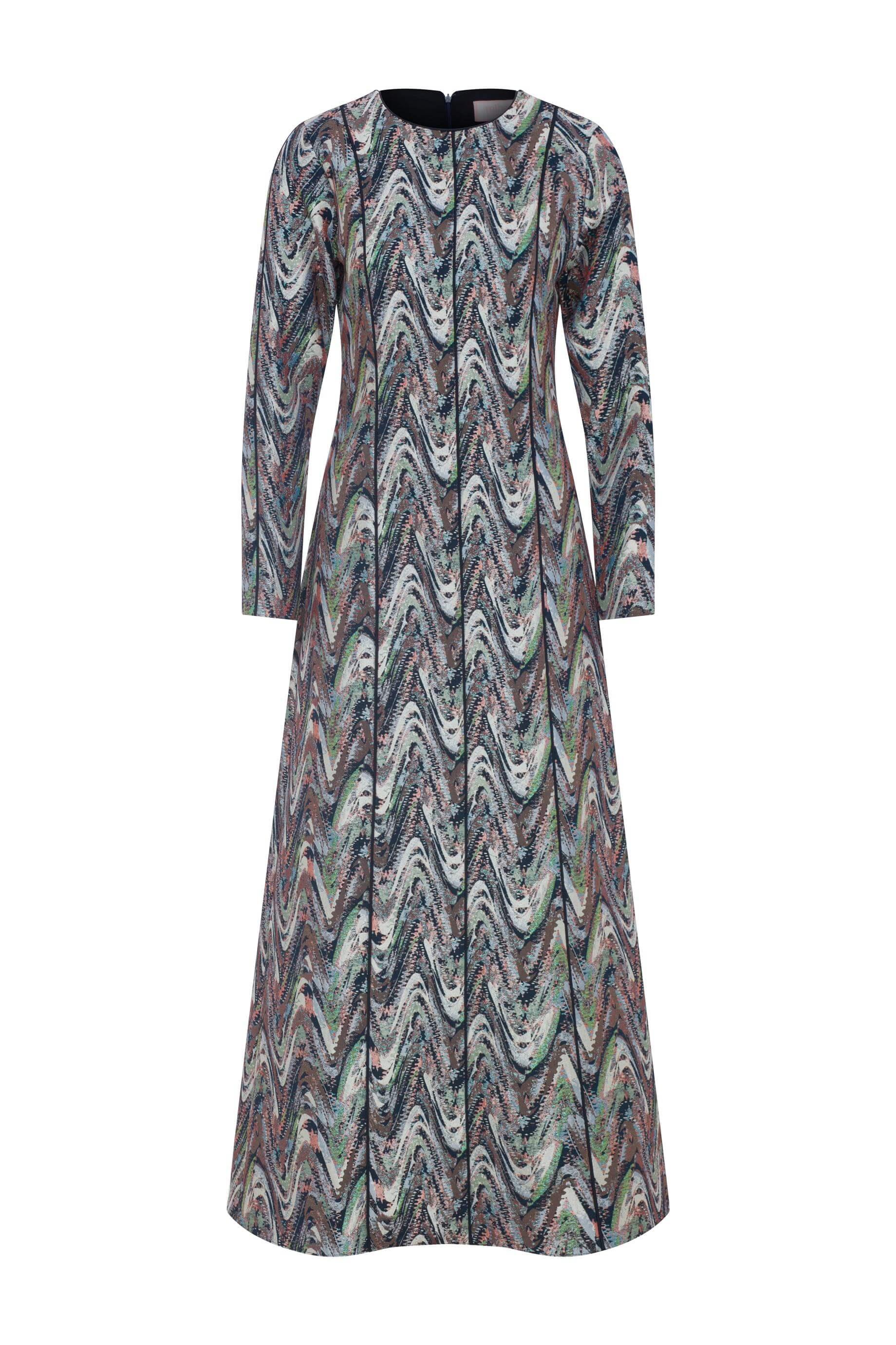 Miha-Çi̇çek Desenli Brokar Elbi̇se-Elbise-1-Milagron.com