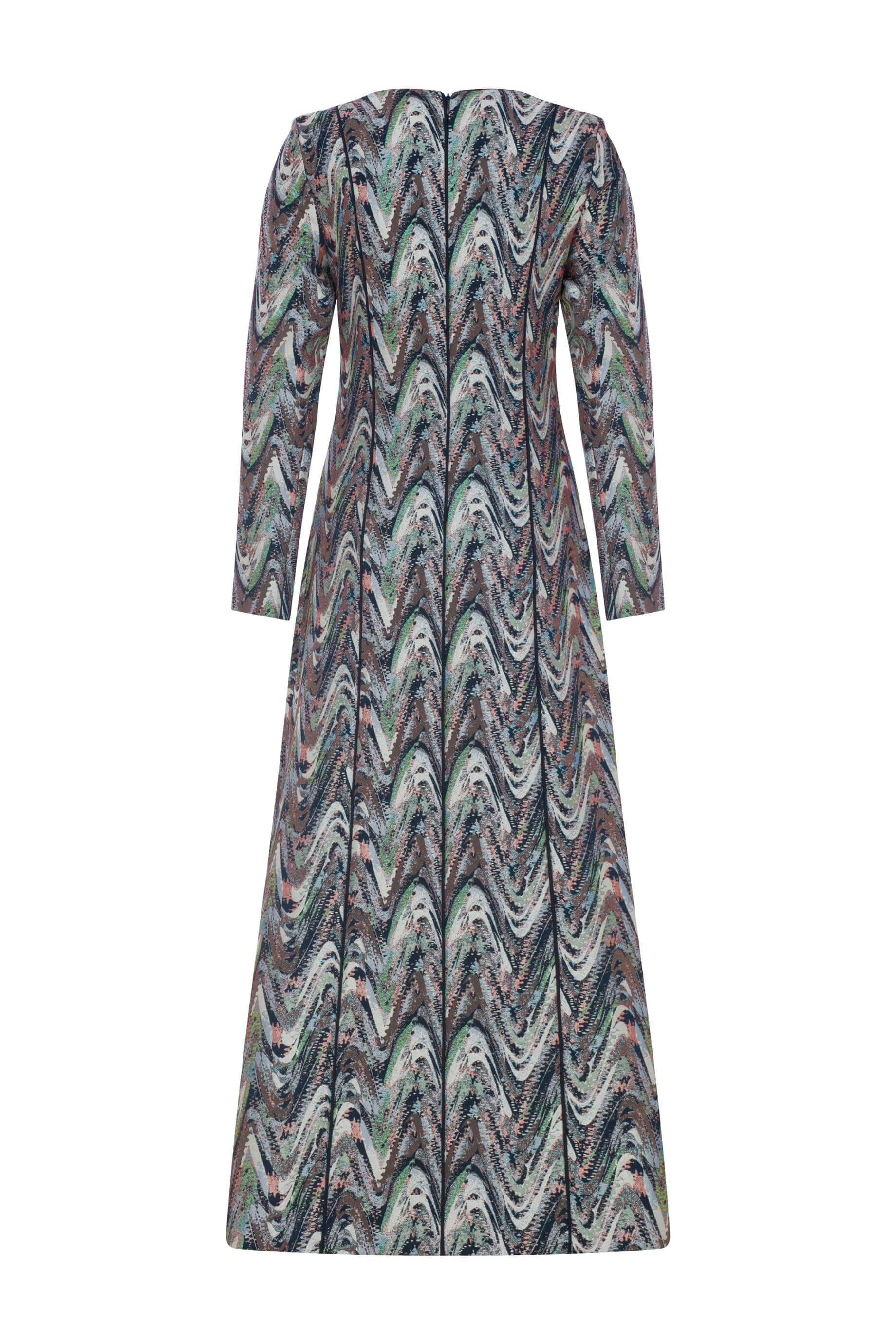 Miha-Çi̇çek Desenli Brokar Elbi̇se-Elbise-2-Milagron.com