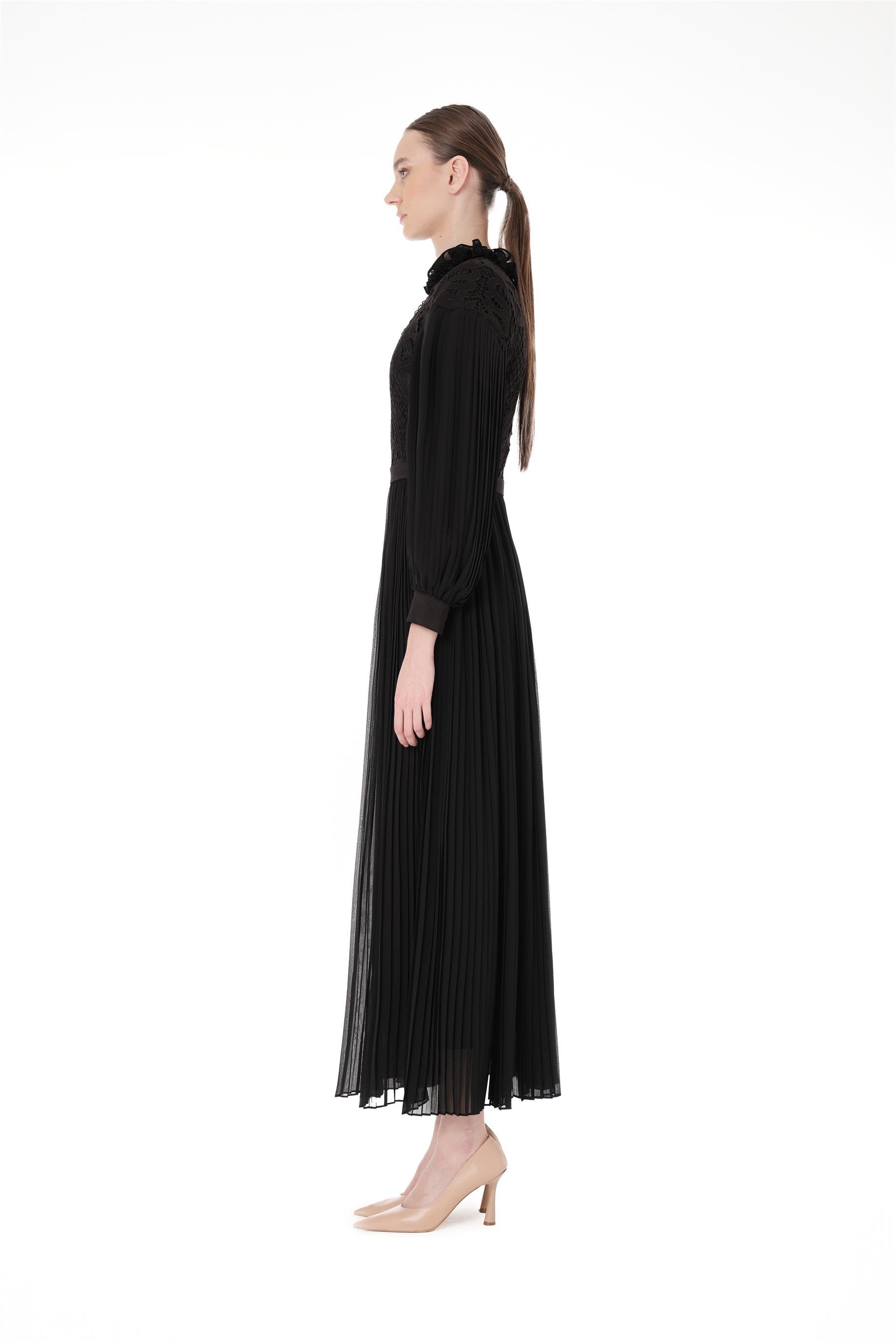 Miha-Dantel Garni̇ Pli̇seli̇ Uzun Elbi̇se-Elbise-5-Milagron.com