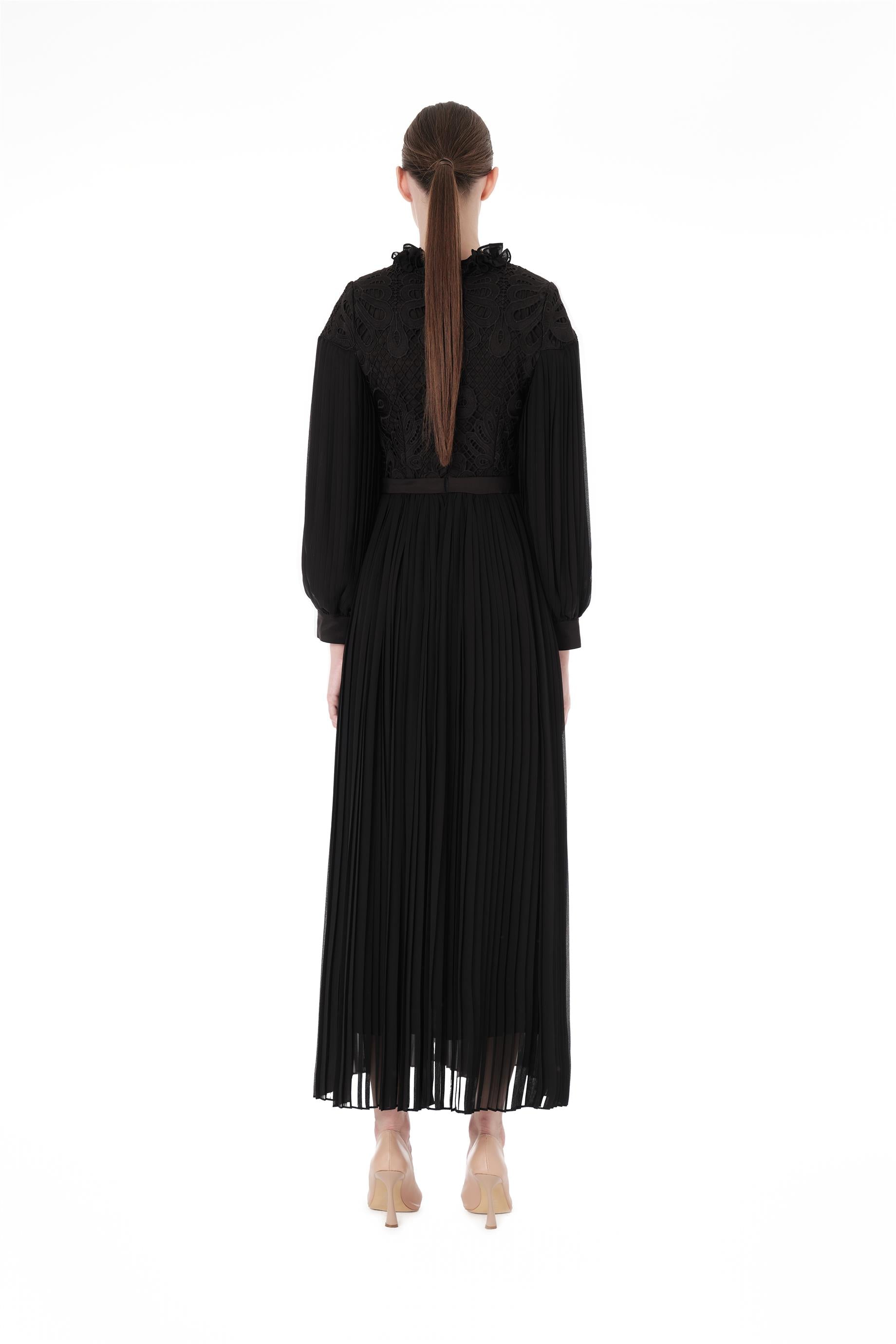 Miha-Dantel Garni̇ Pli̇seli̇ Uzun Elbi̇se-Elbise-6-Milagron.com