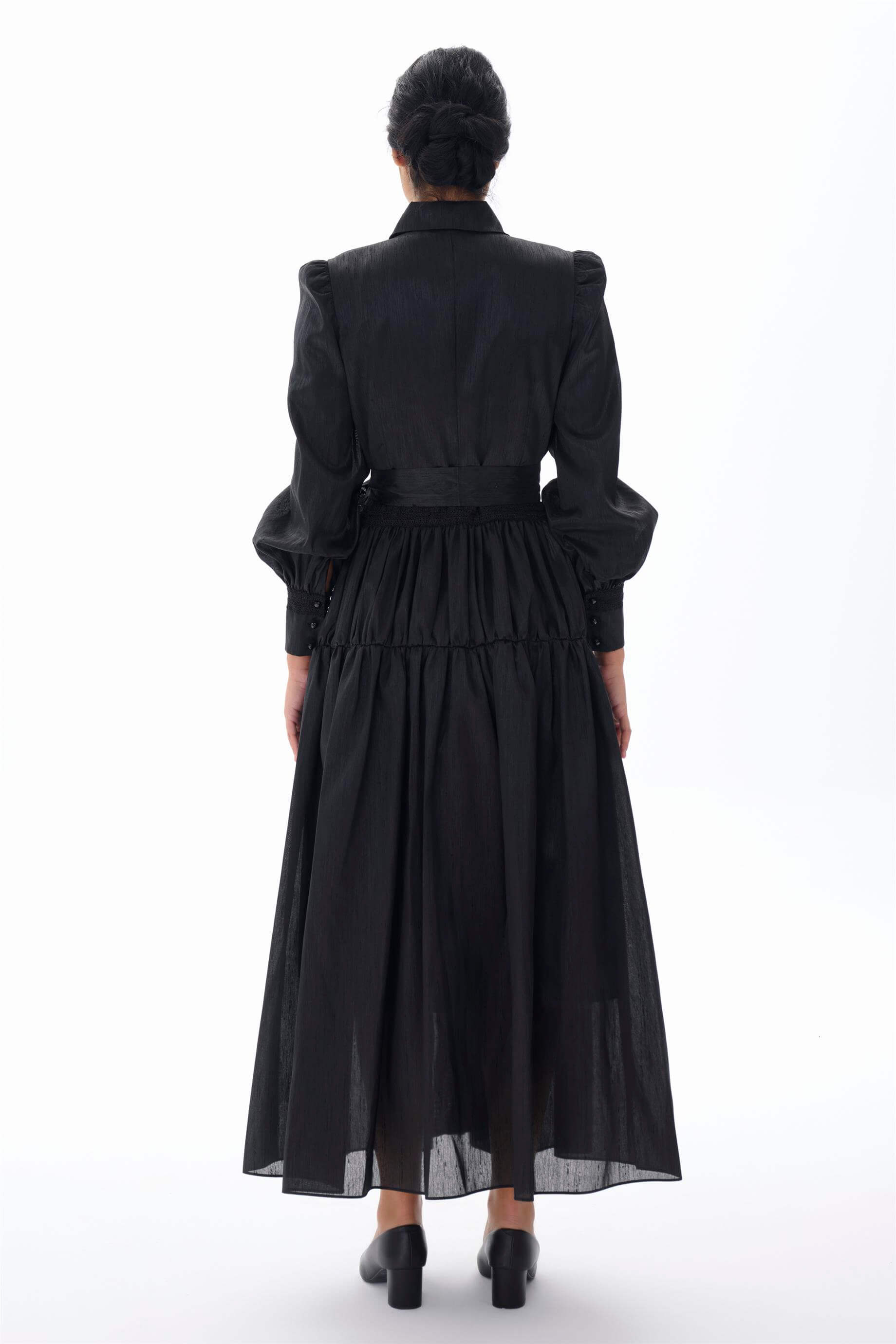 Miha-Dantel Şeri̇t Detaylı Tafta Elbi̇se-Elbise-3-Milagron.com