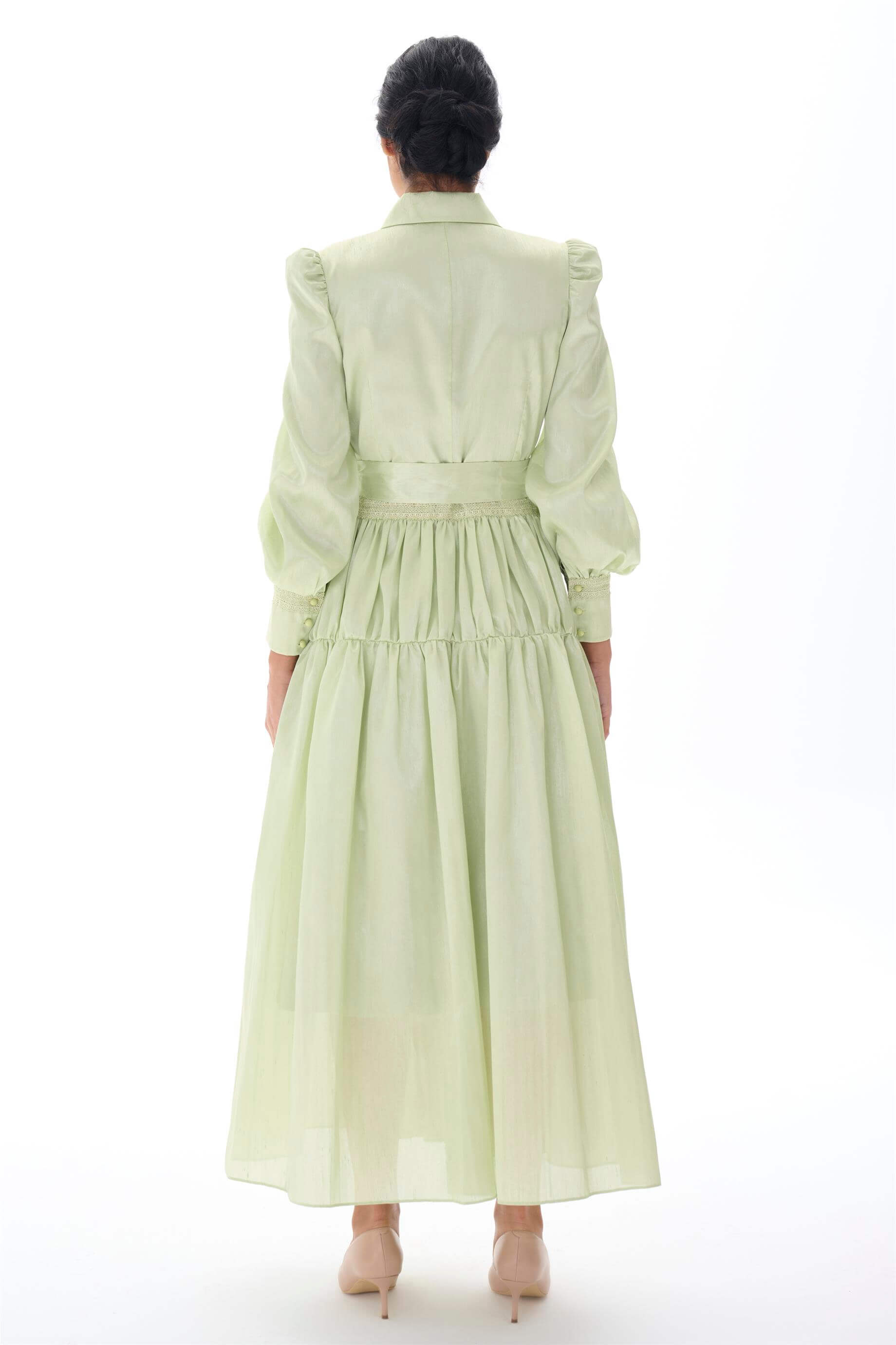 Miha-Dantel Şeri̇t Detaylı Tafta Elbi̇se-Elbise-7-Milagron.com