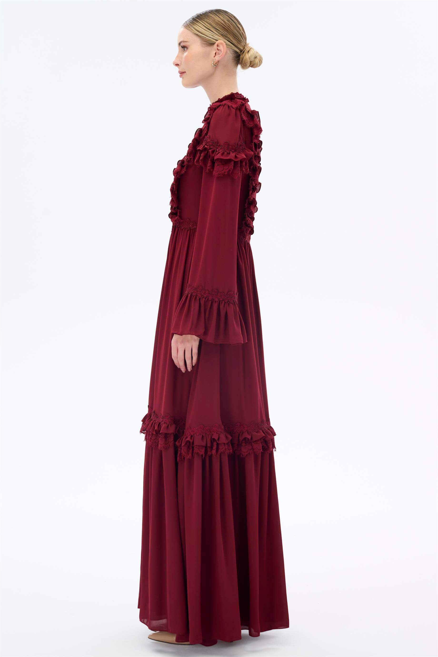 Miha-Dantelli̇ Zari̇f Elbi̇se Bordo-Elbise-2-Milagron.com